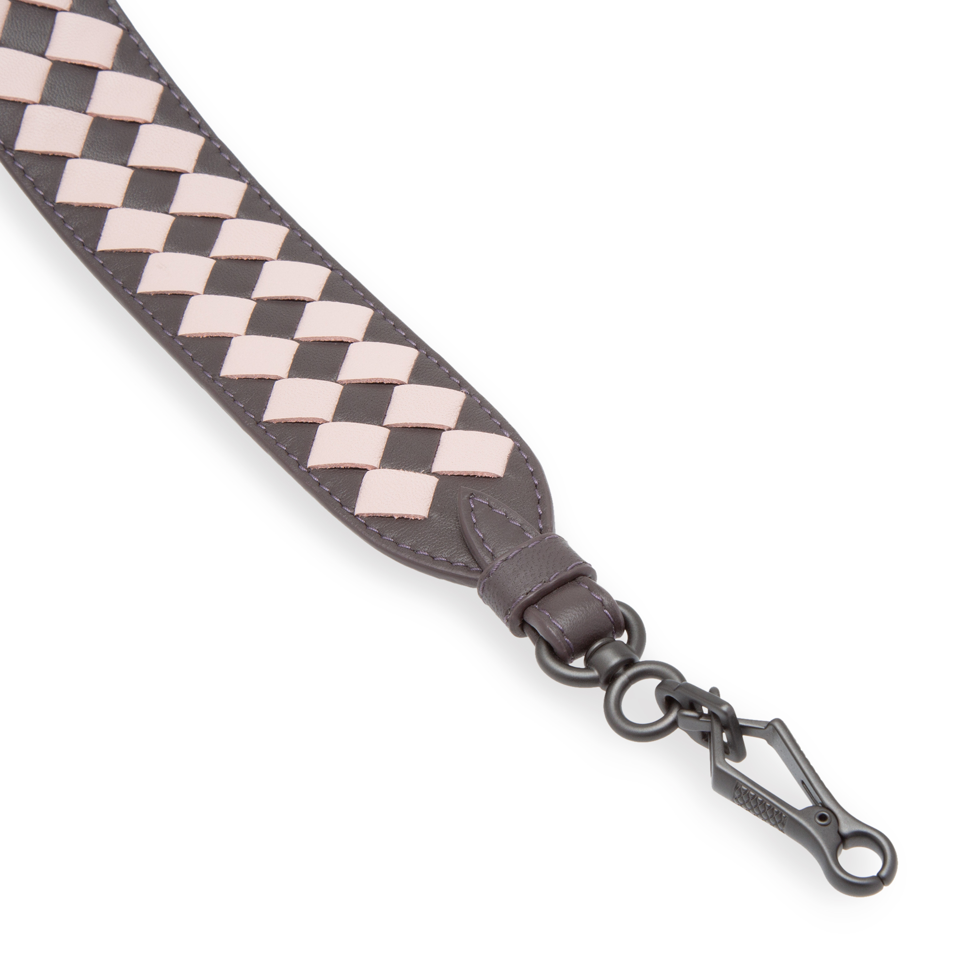 

Intrecciato leather bag strap, Black