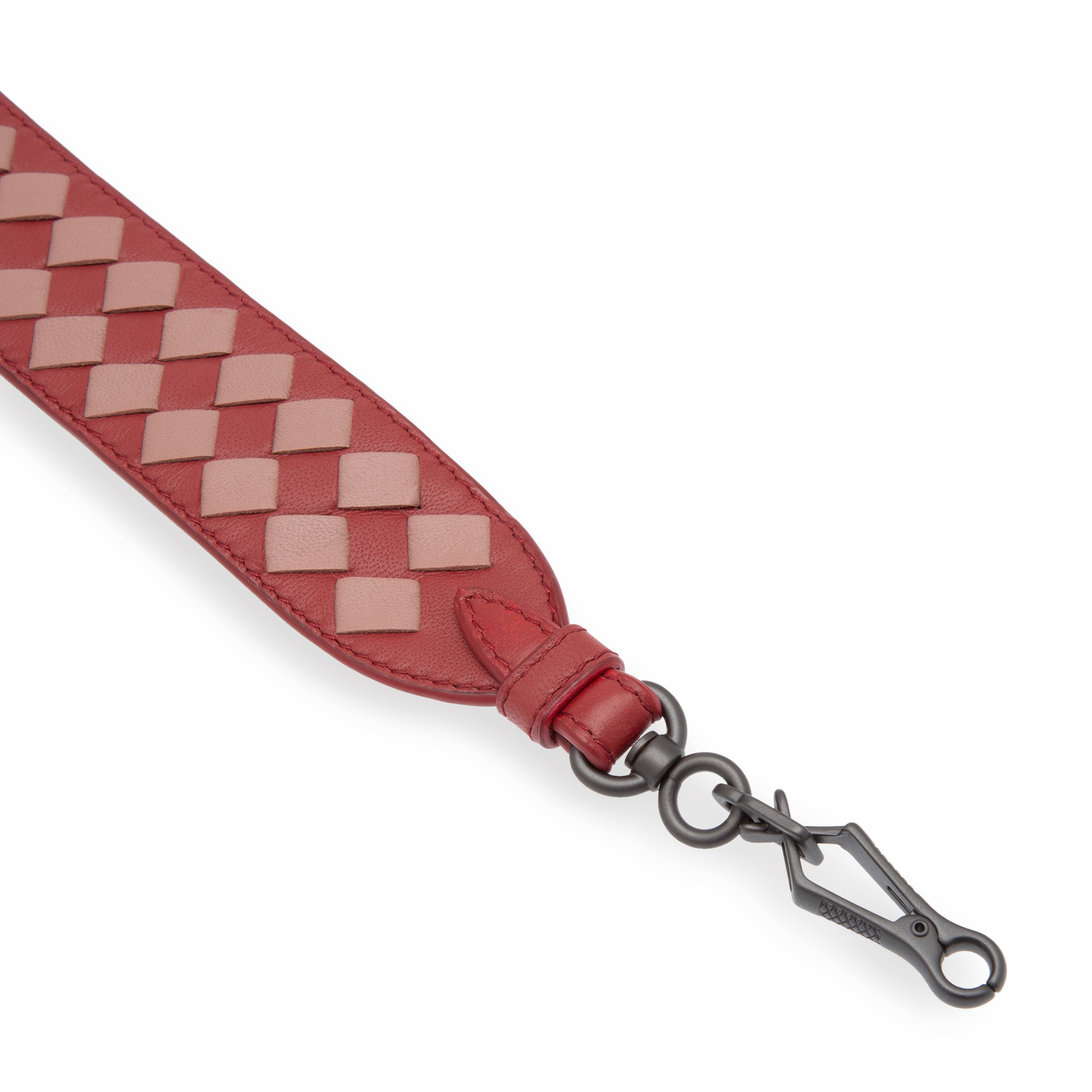 

Intrecciato leather bag strap, Black