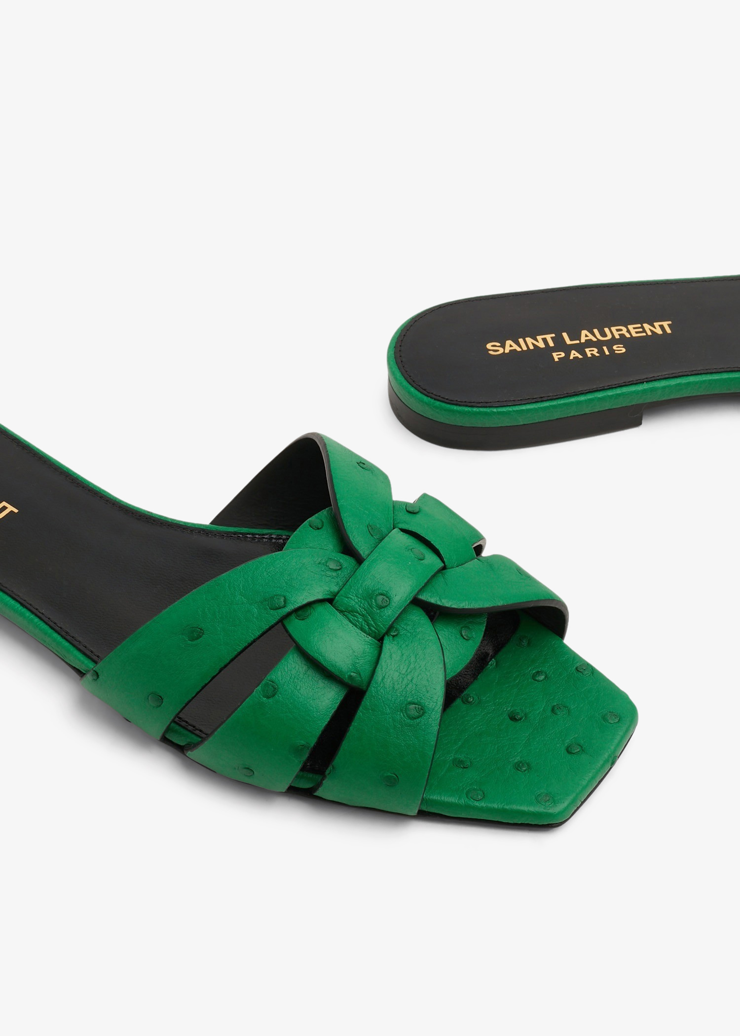 

Tribute leather flat sandals, Green