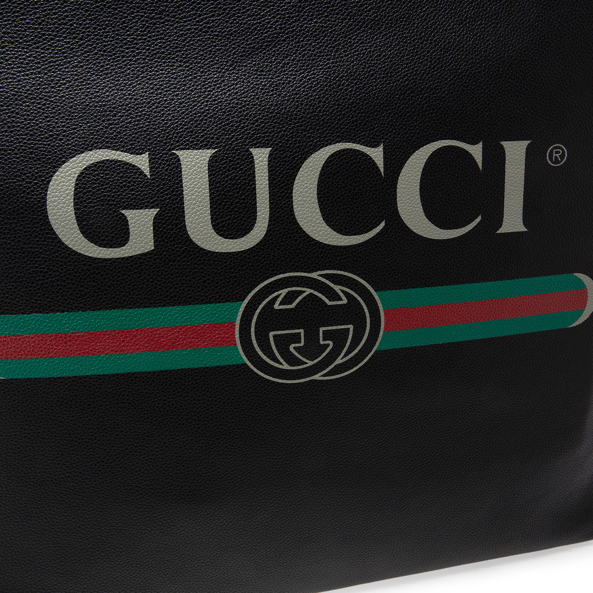 

Logo printed leather tote bag, Black