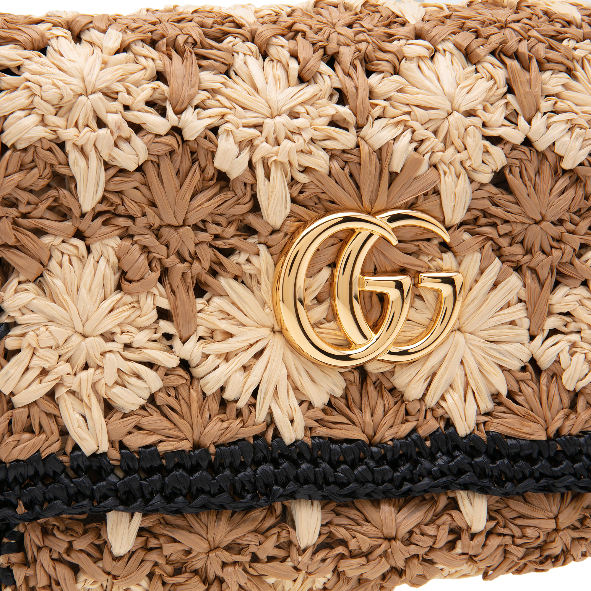 

GG Marmont raffia small shoulder bag, Multi-coloured