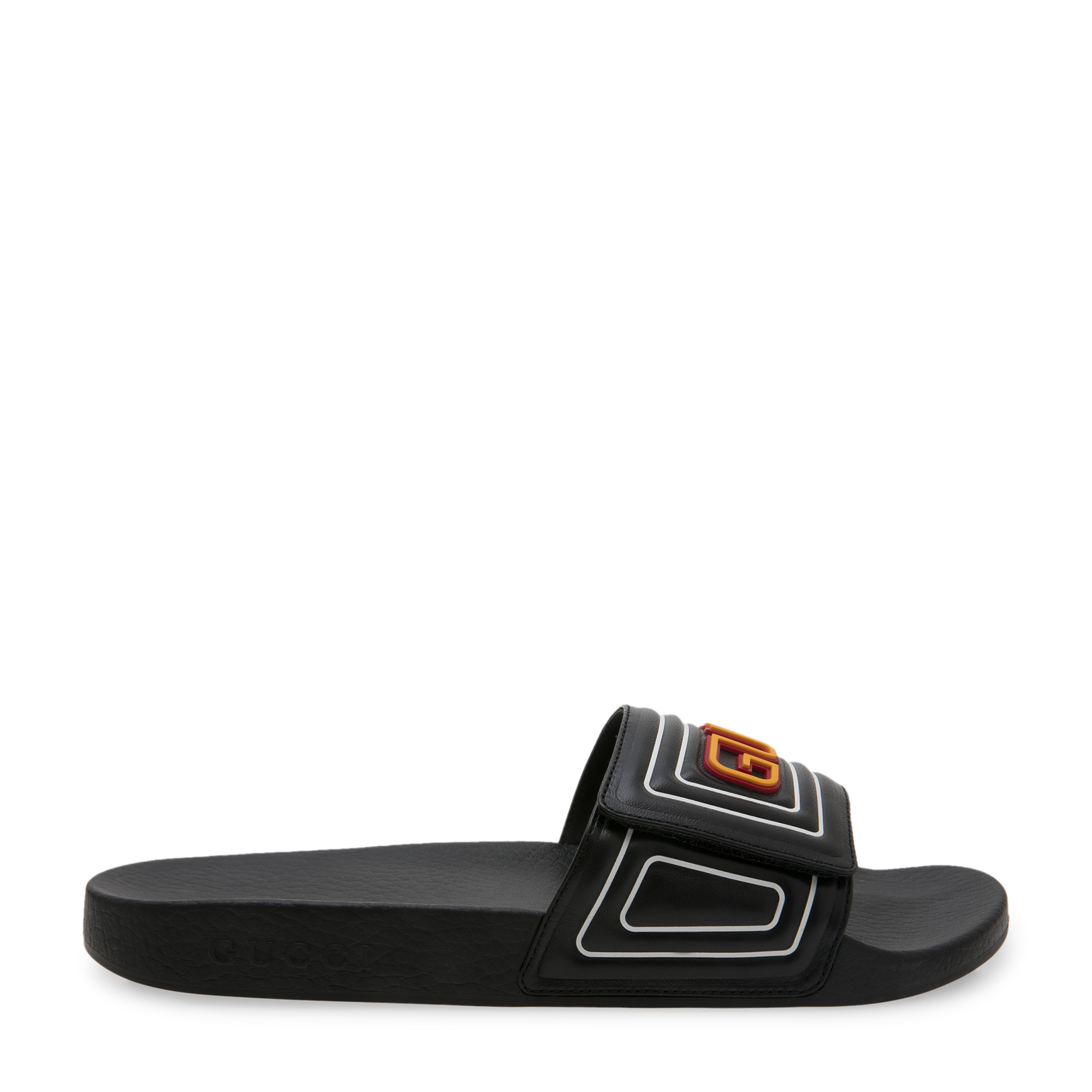 

Logo leather slides, Black