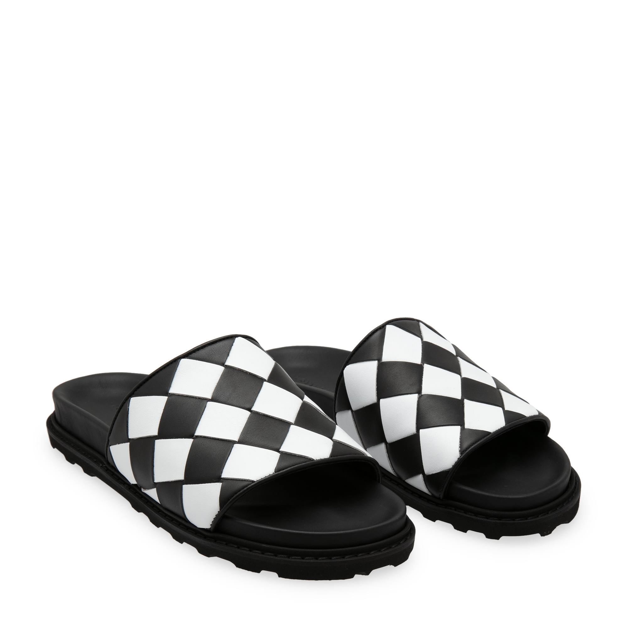 

Intrecciato leather slides, Black