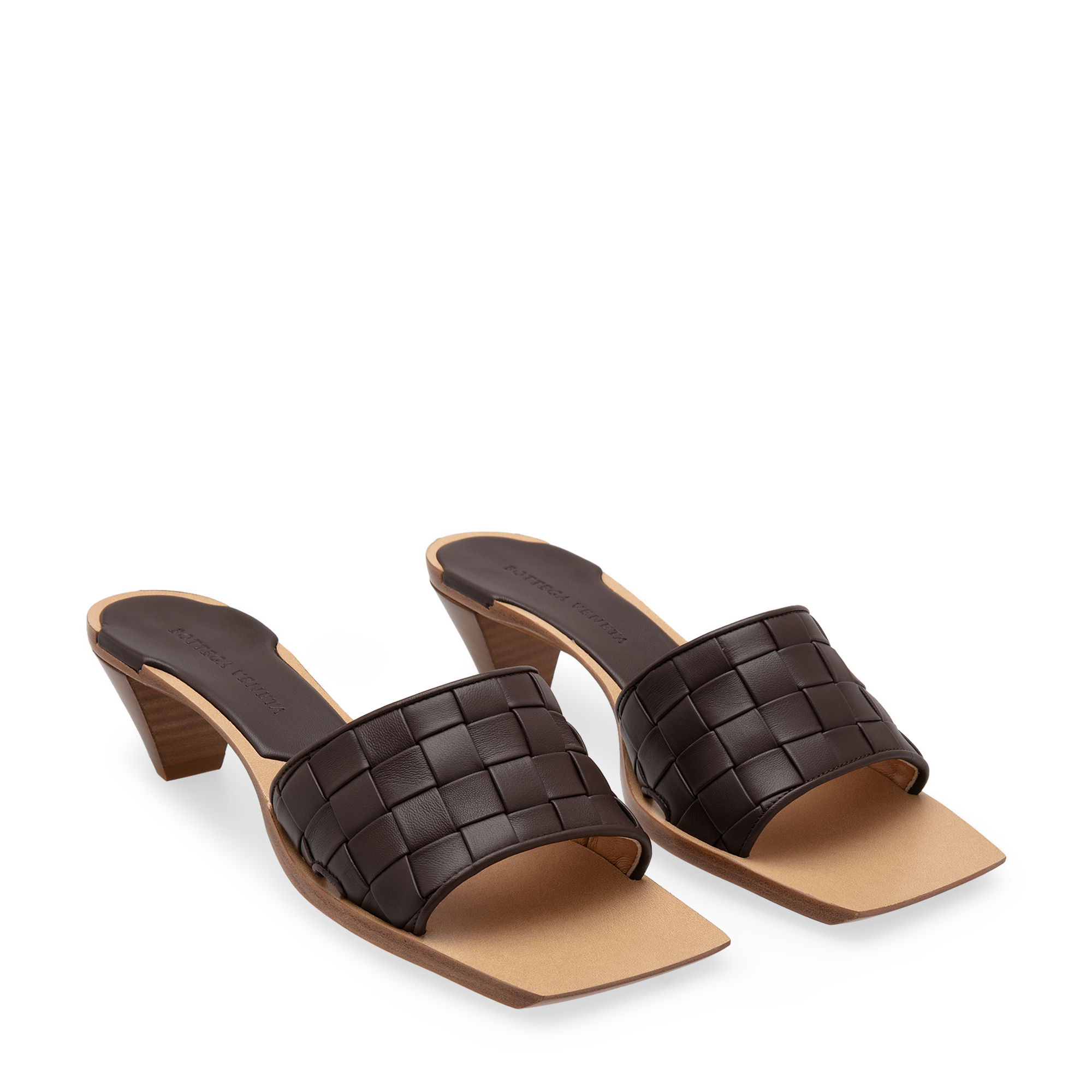 

Square-toe mules, Red