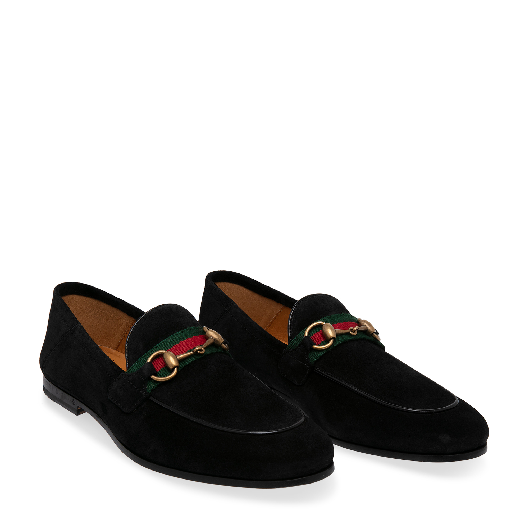 

Horsebit Web suede loafers, Black