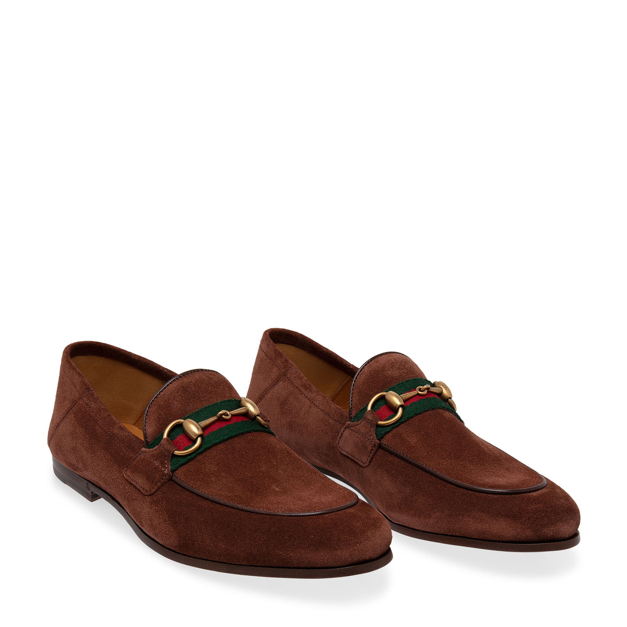 

Horsebit Web suede loafers, Brown