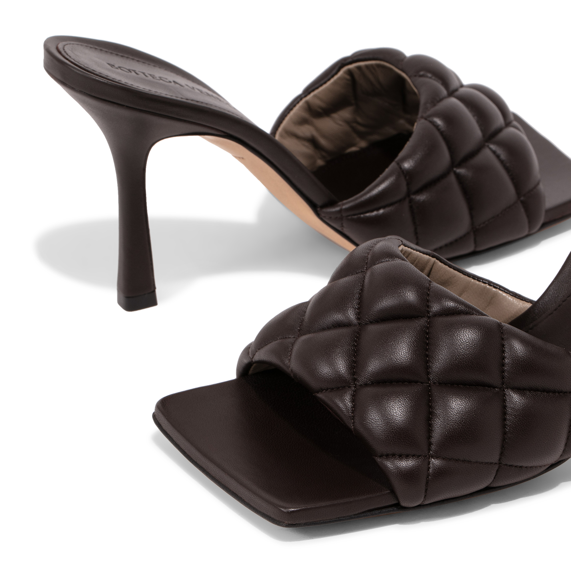

Stretch padded mules, Brown