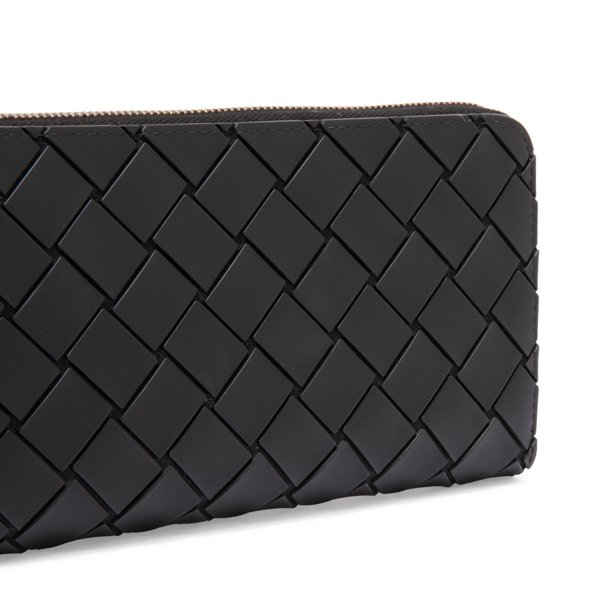 

Intrecciato zip-around wallet, Black