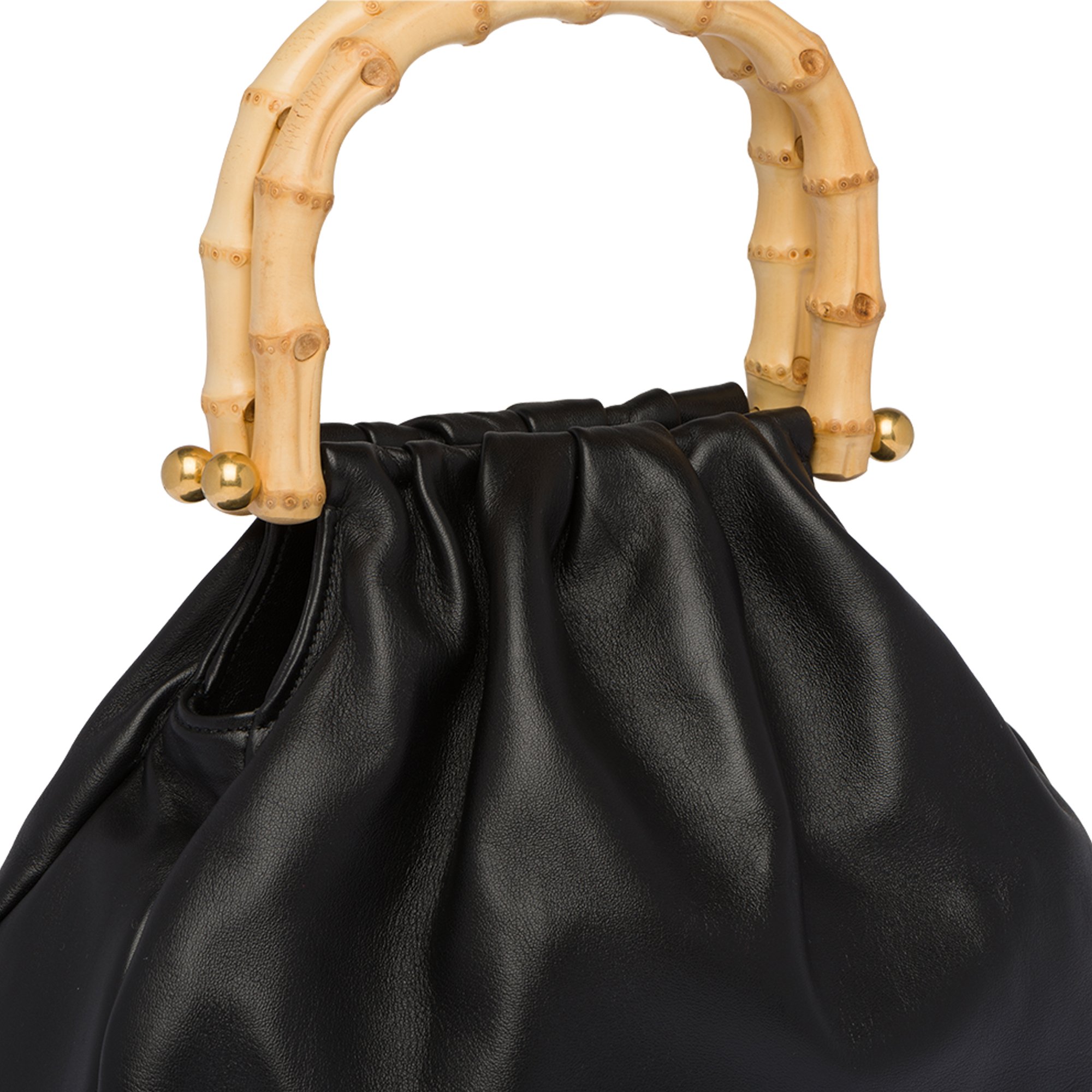 

Leather and bamboo bag, Black