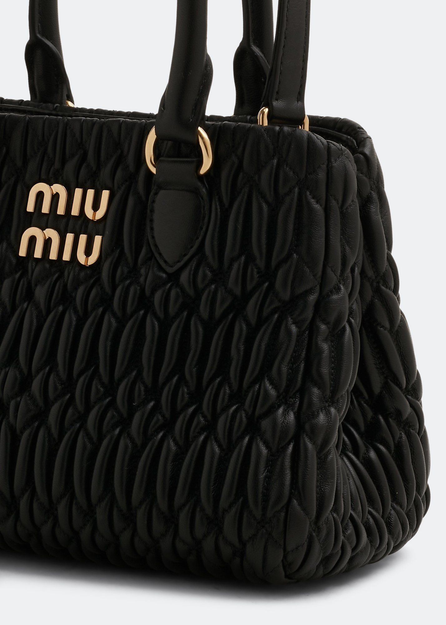 

Matelassé top handle bag, Black