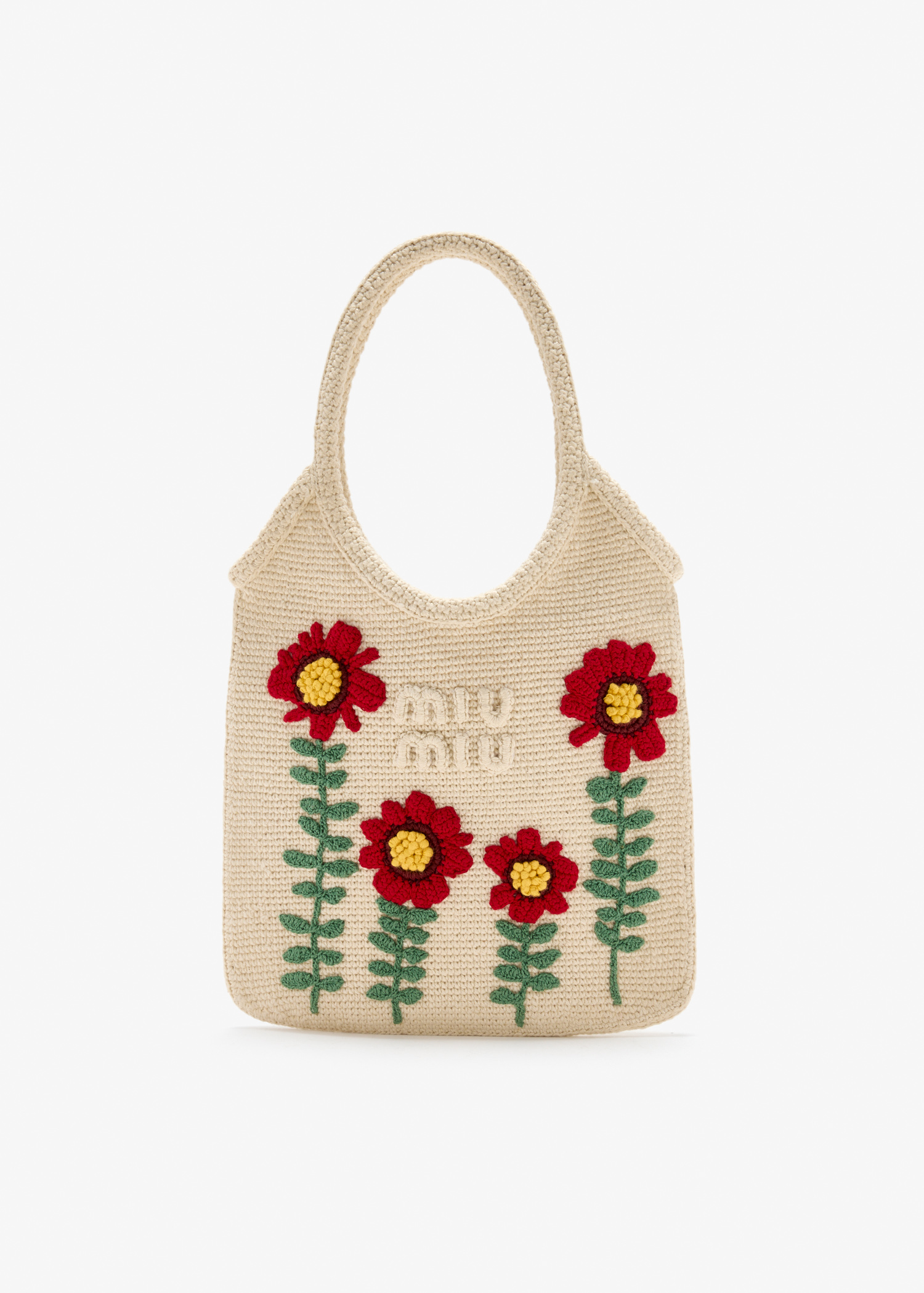 

Ivy embroidered cotton handbag, Cream
