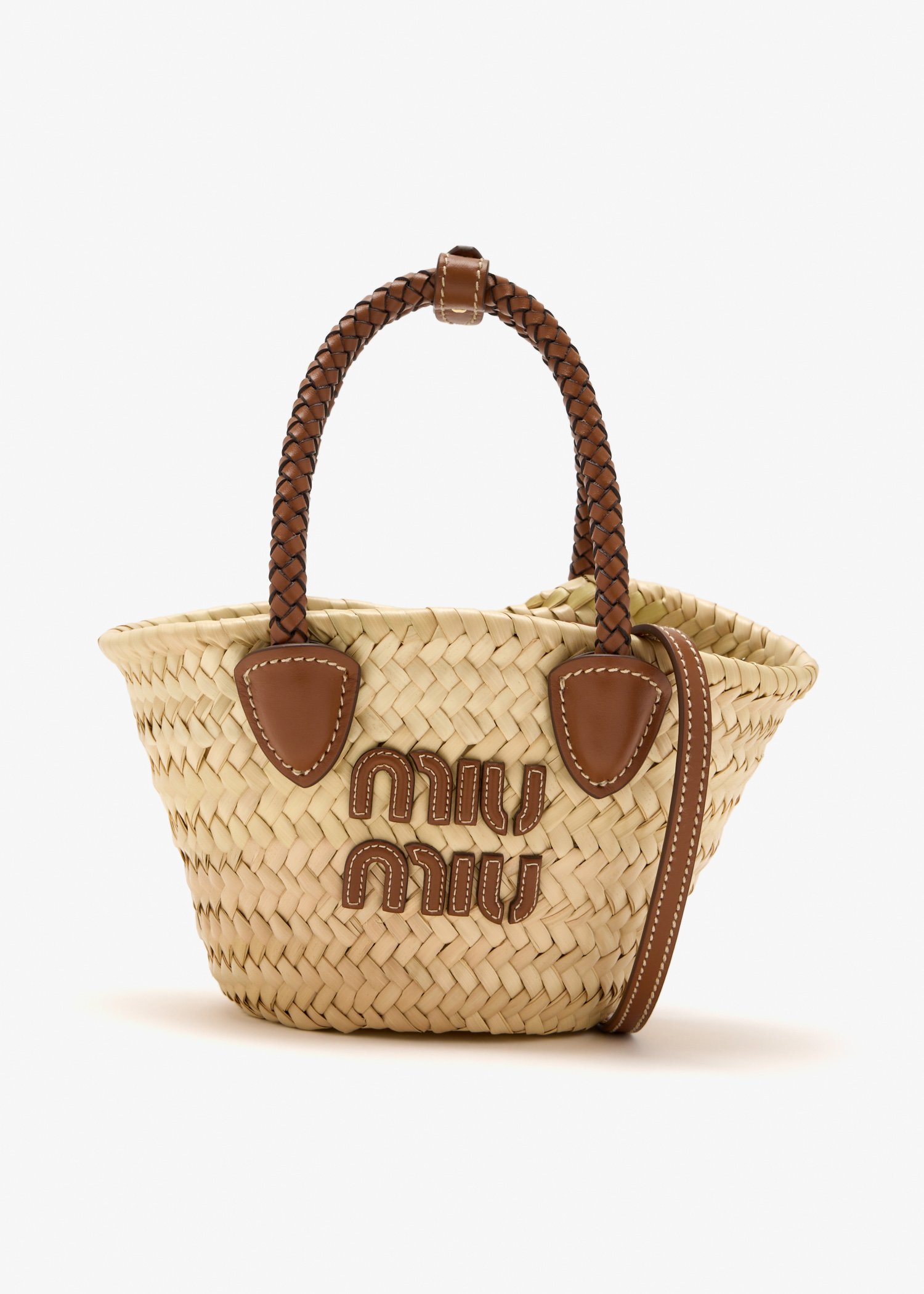 

Woven fabric handbag, Beige