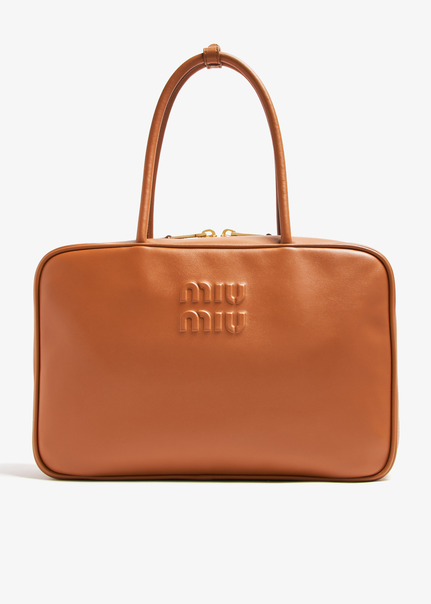 

Leather top-handle bag, Brown