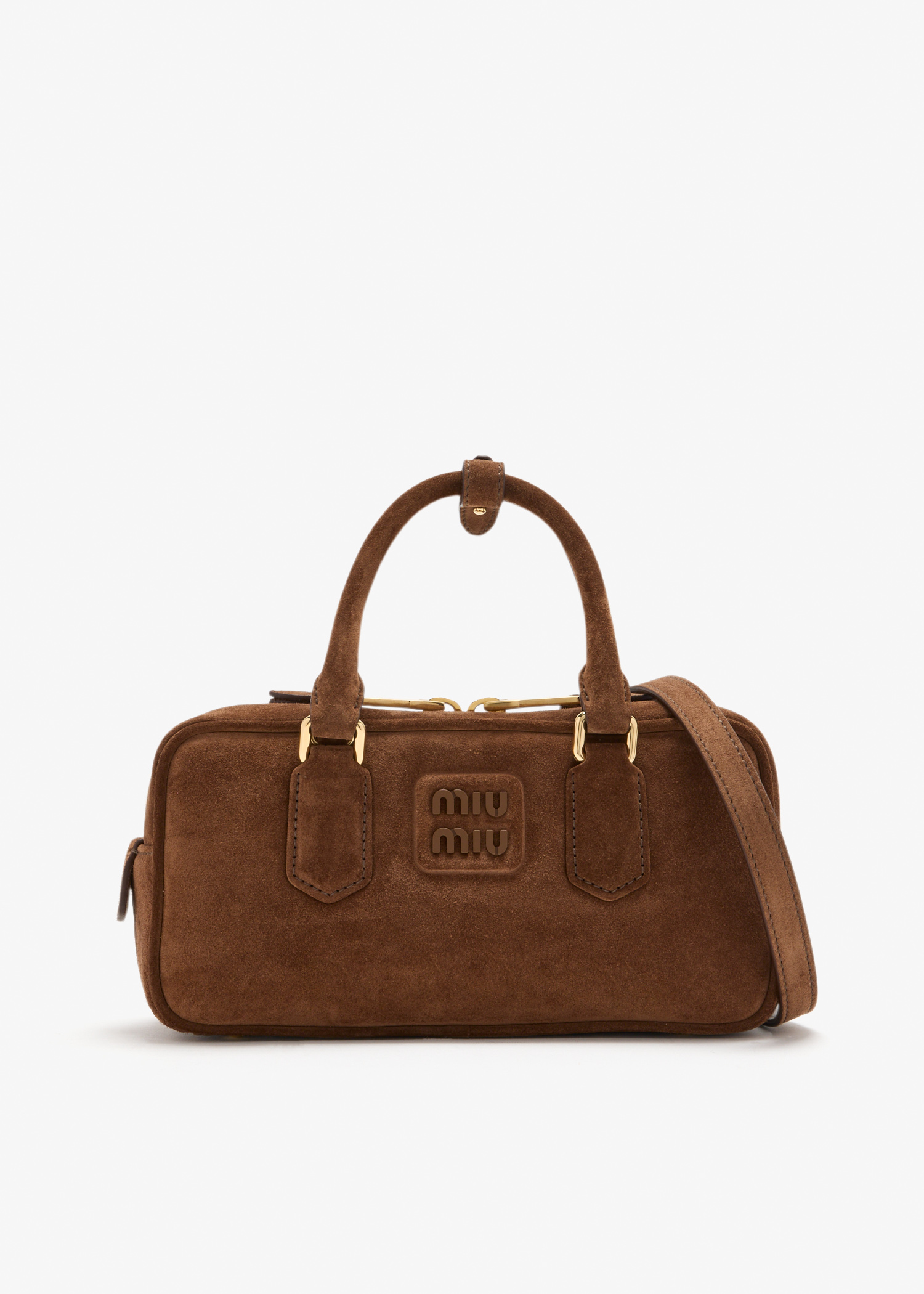 

Arcadie padded suede bag, Brown