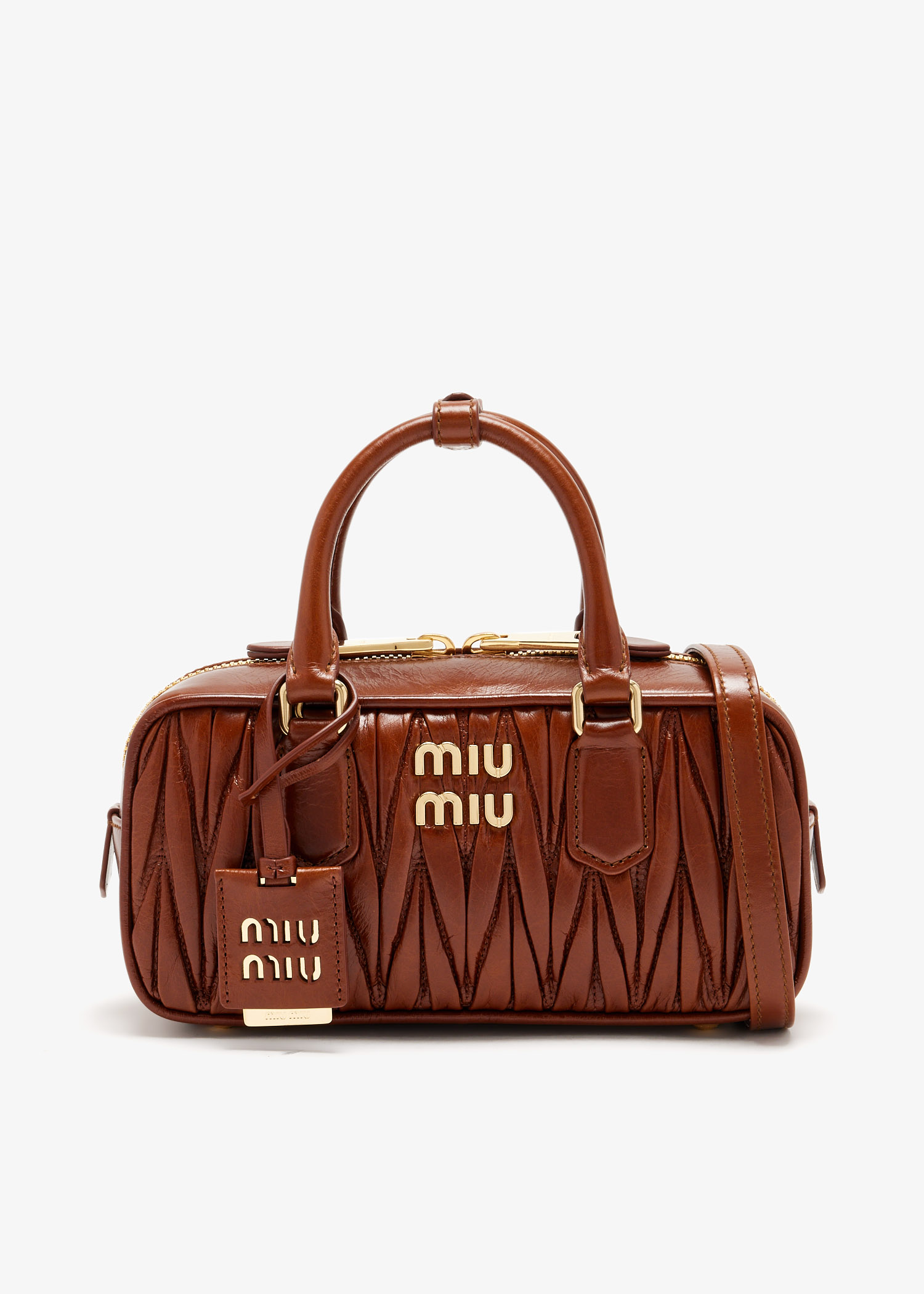 

Arcadie shiny matelassé leather bag, Brown