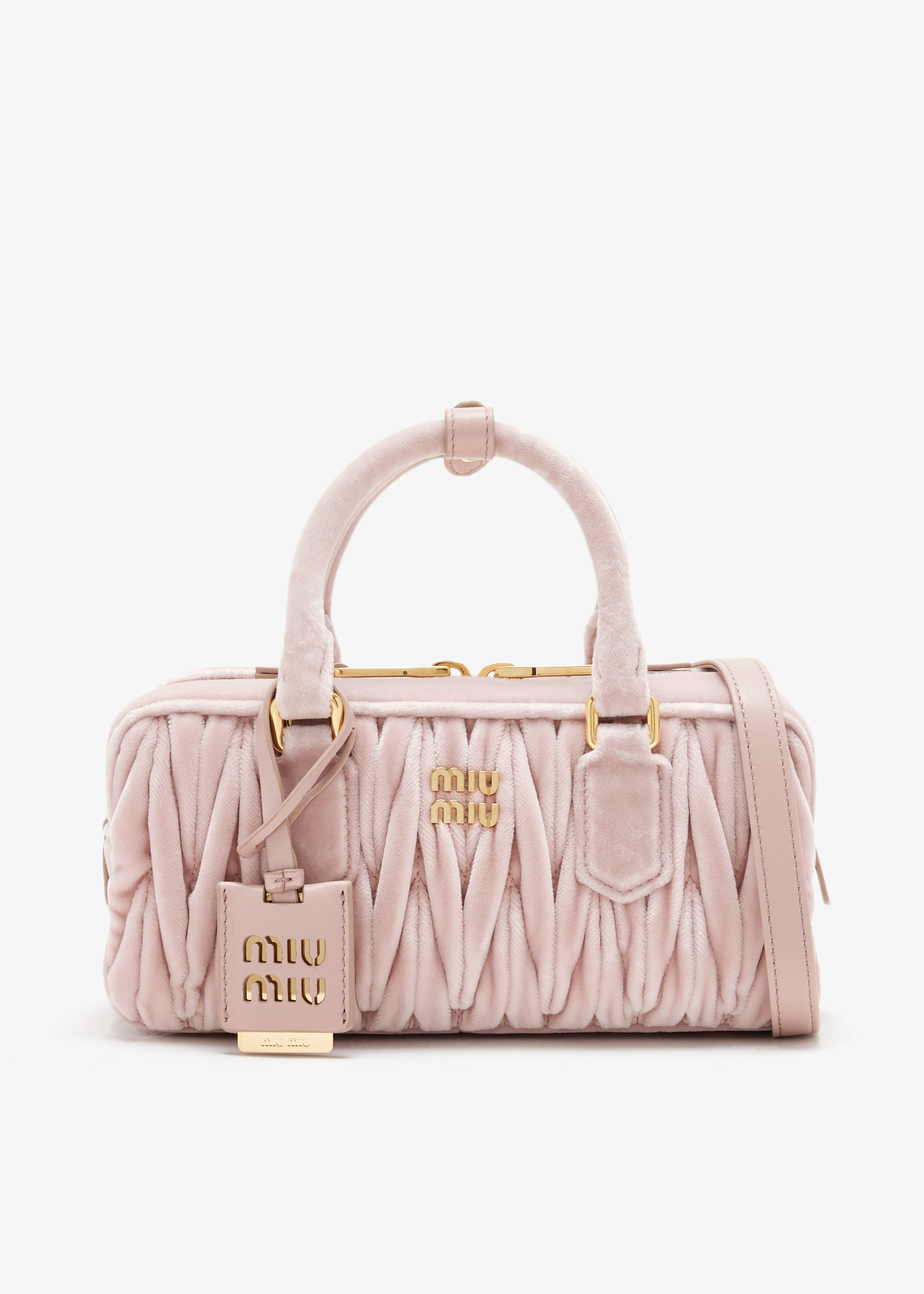 

Arcadie Matelassé velvet bag, Pink