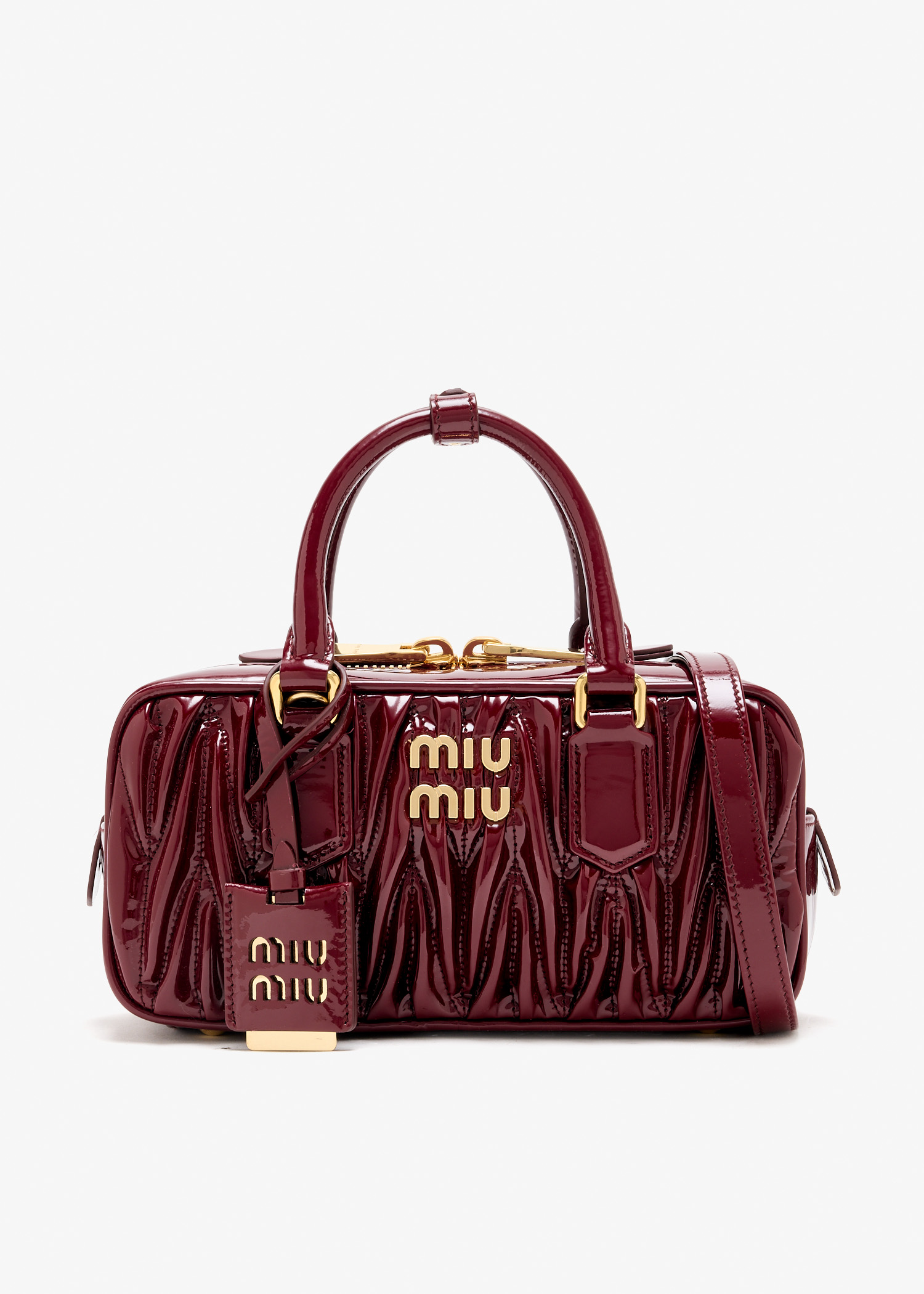 

Arcadie matelassé patent leather bag, Burgundy
