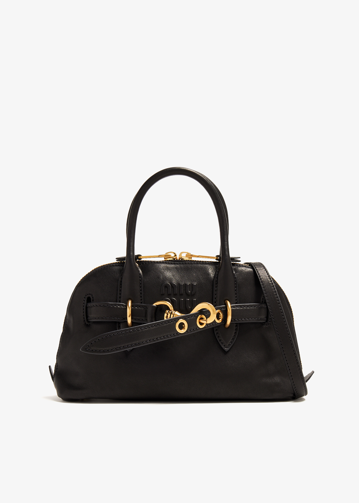 

Aventure leather top-handle bag, Black