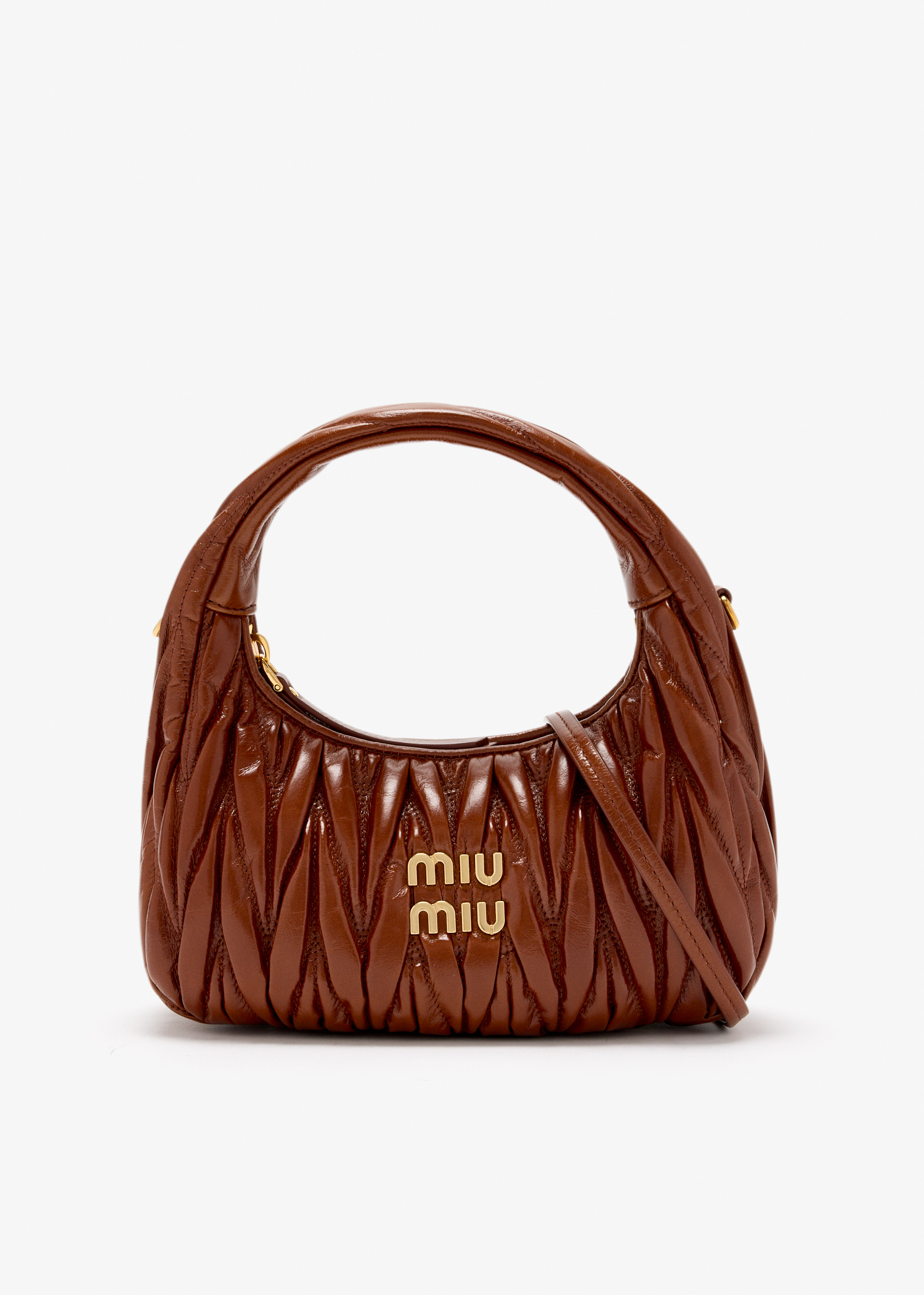 

Wander matelassé nappa leather hobo bag, Brown