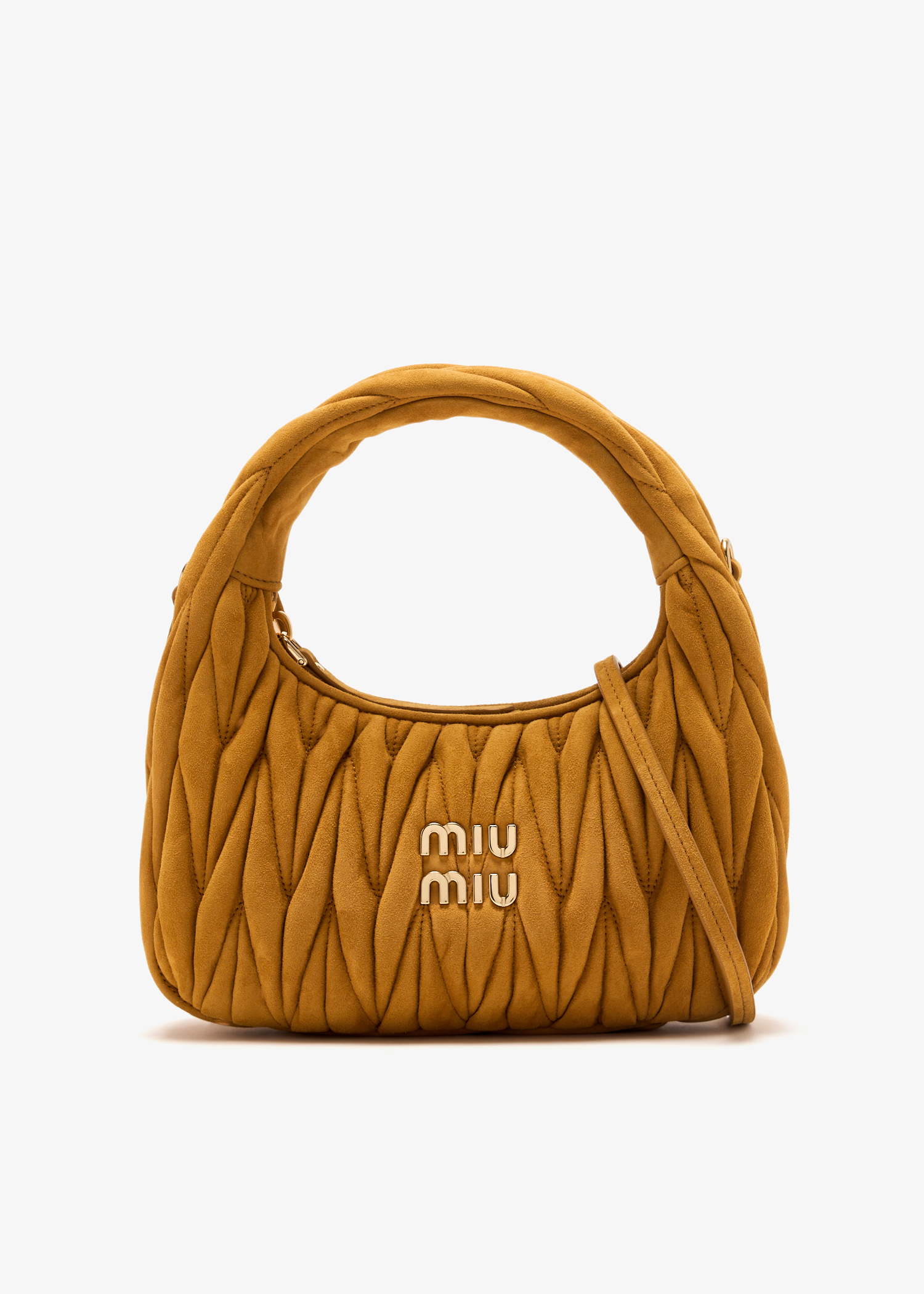 

Wander matelassé small suede bag, Yellow