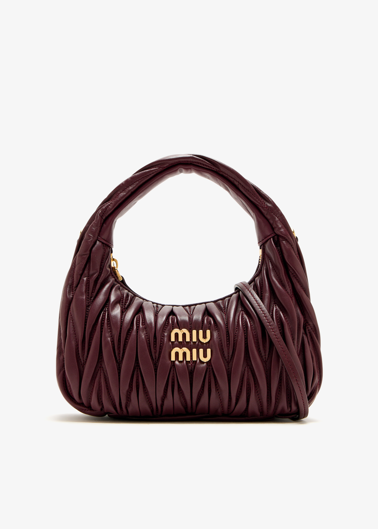 

Wander matelassé small hobo bag, Burgundy