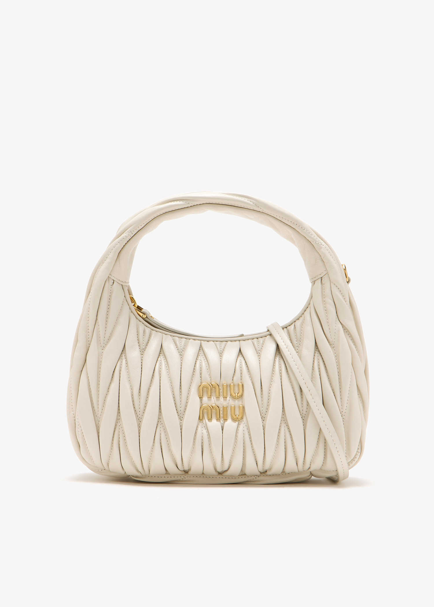 

Wander matelassé small hobo bag, White