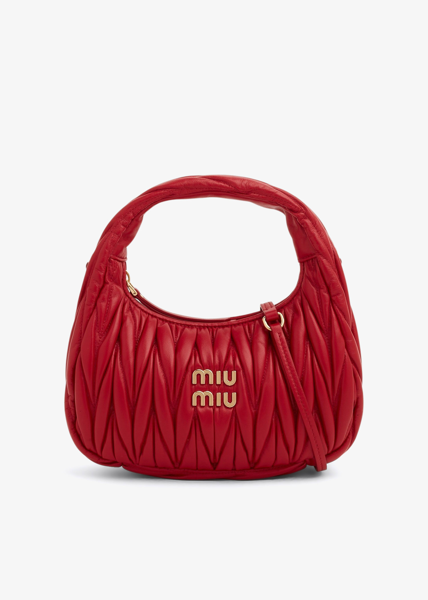 

Wander matelassé small hobo bag, Red