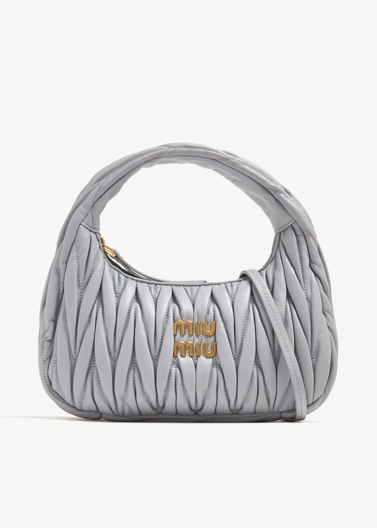 

Wander matelassé mini hobo bag, Grey