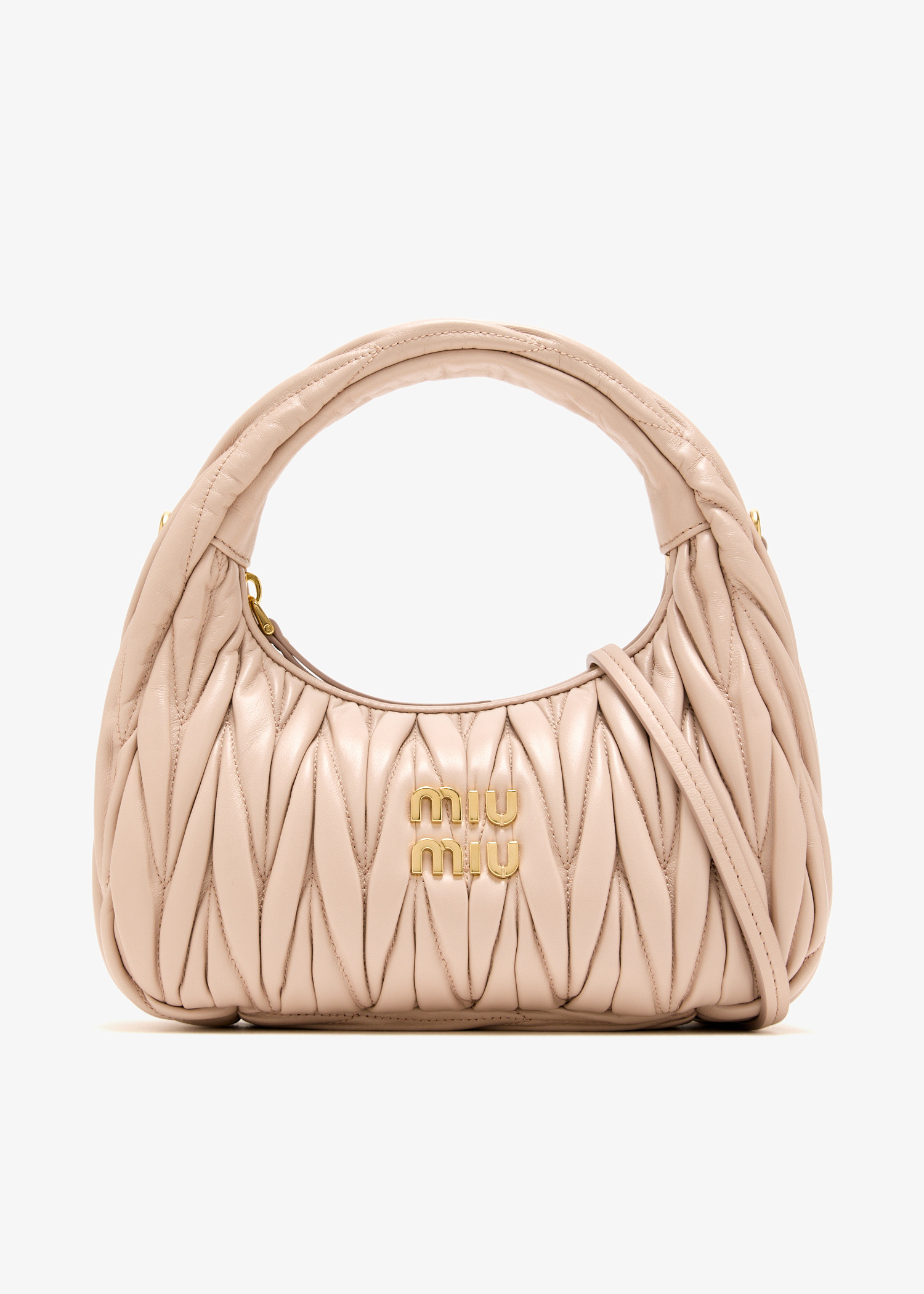

Wander matelassé small hobo bag, Beige
