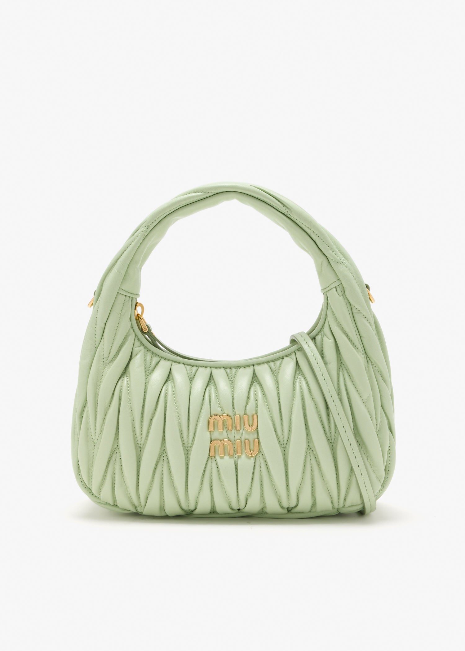 

Wander matelassé nappa leather hobo bag, Green