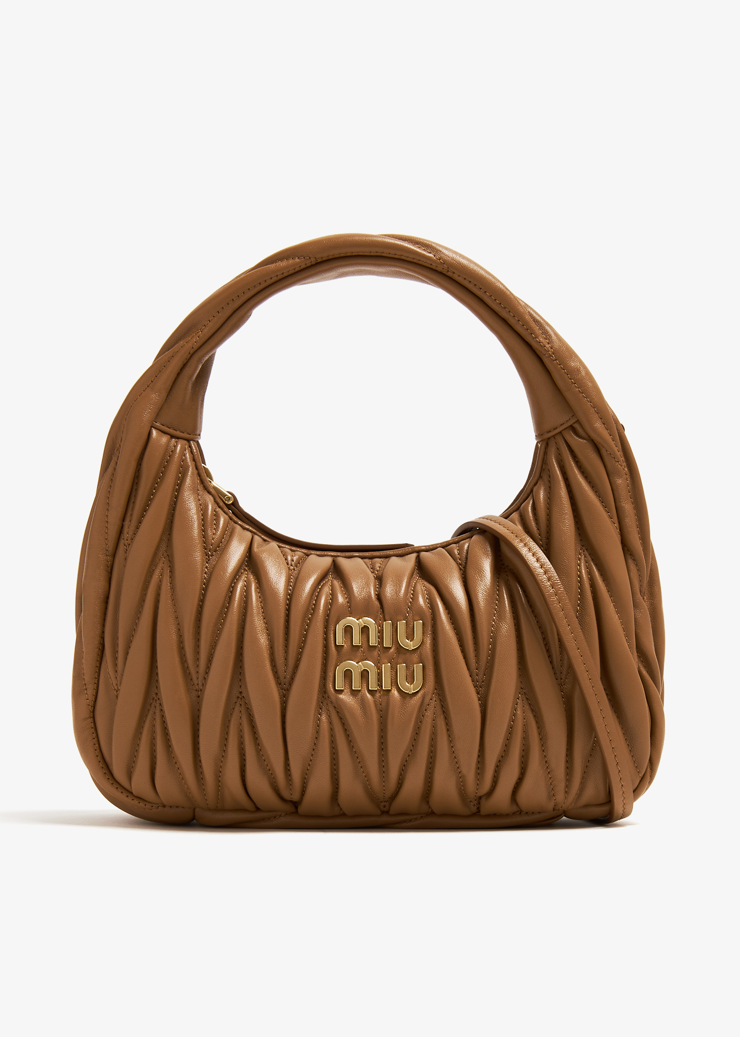 

Wander matelassé mini hobo bag, Brown