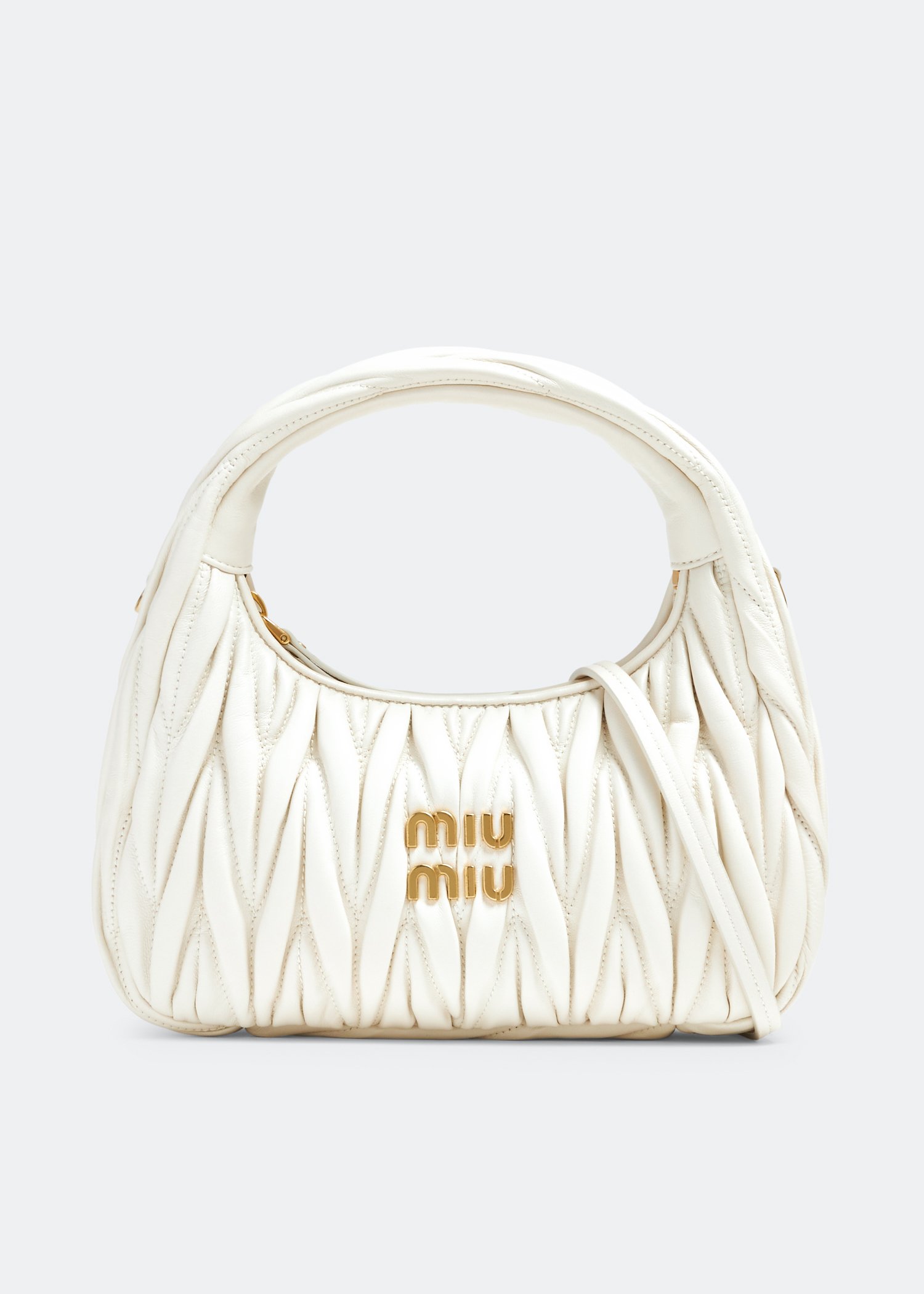 

Wander matelassé mini hobo bag, White