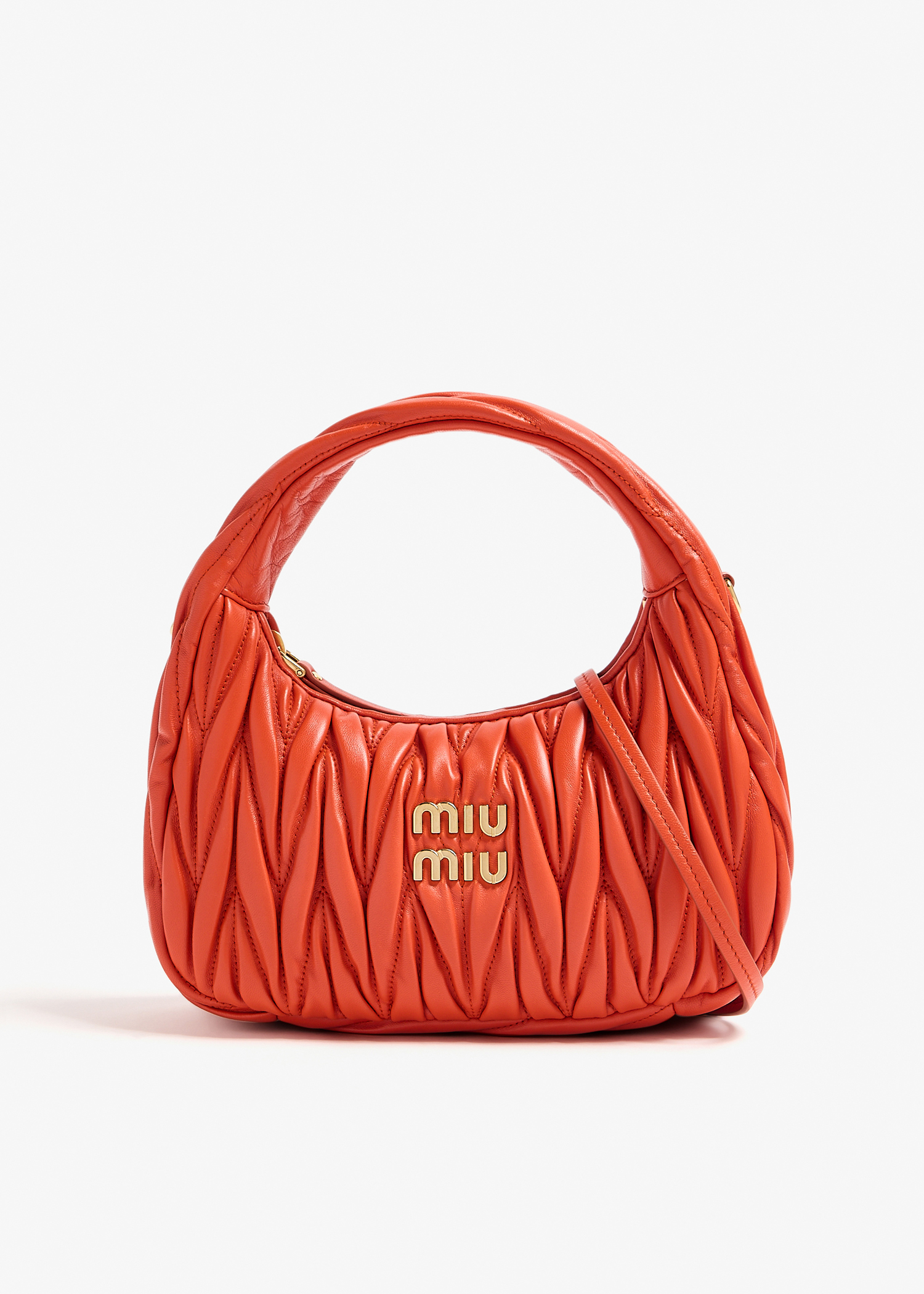 

Wander matelassé mini hobo bag, Orange