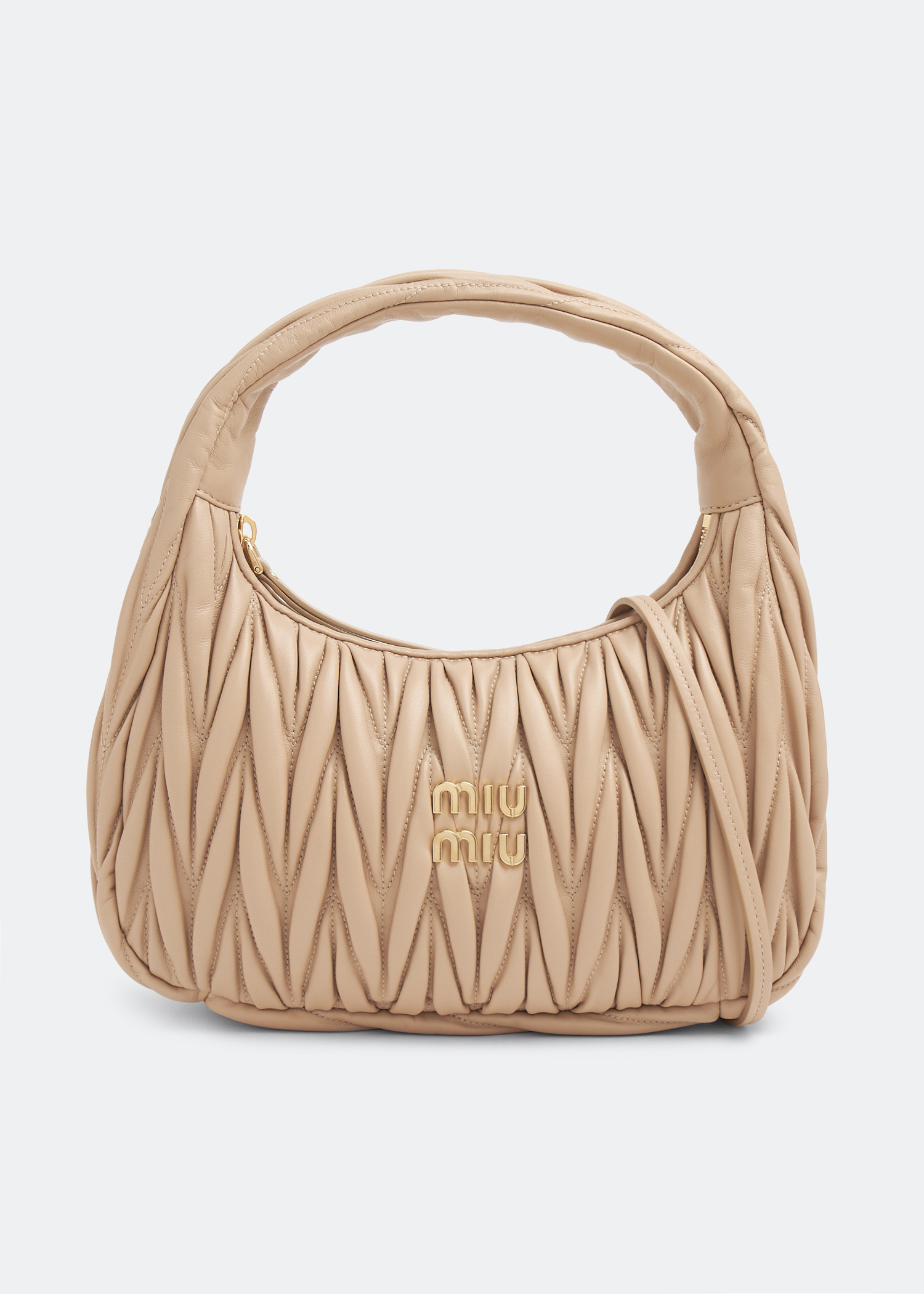 Wander matelassé hobo bag, Beige