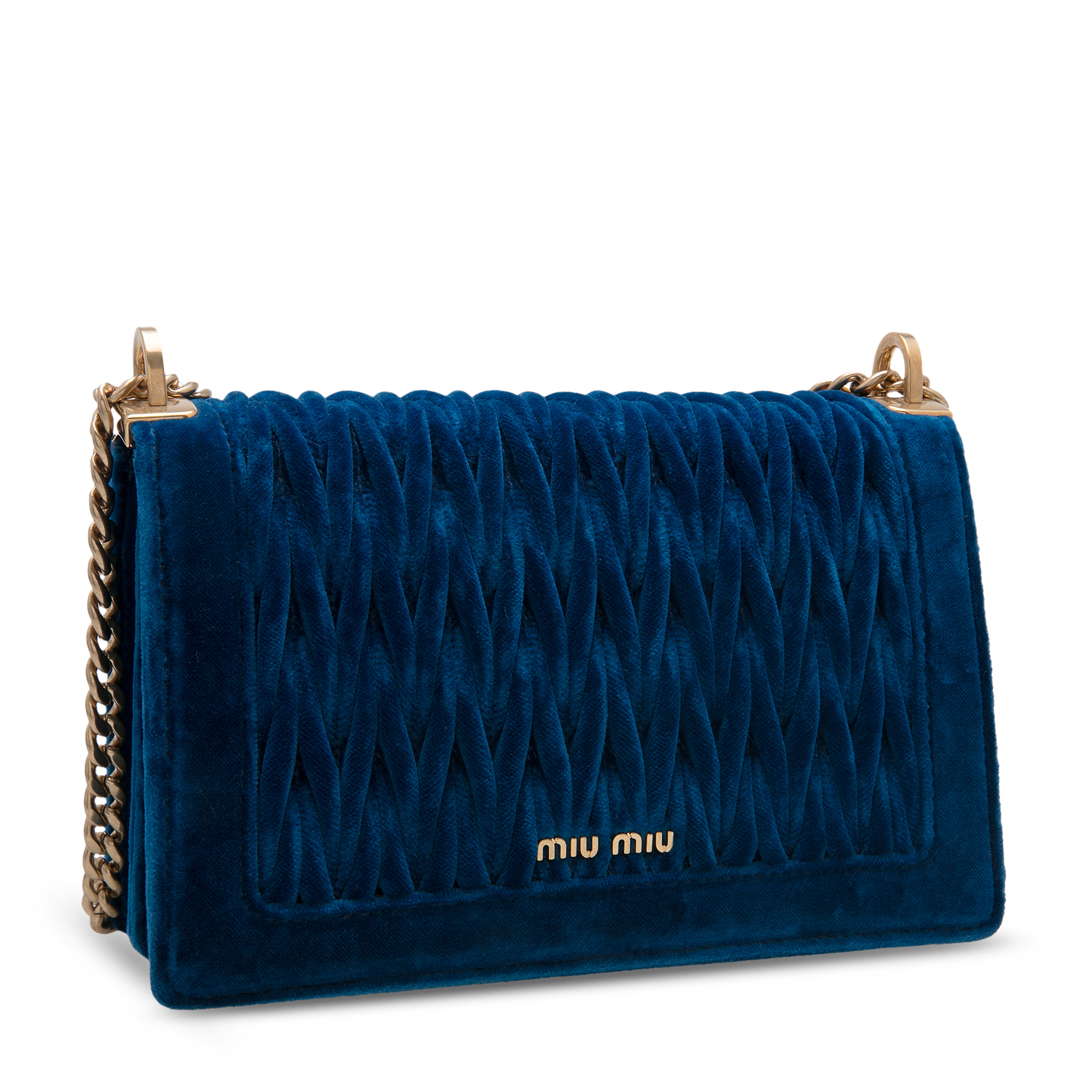 

Miu Confidential leather shoulder bag, Blue