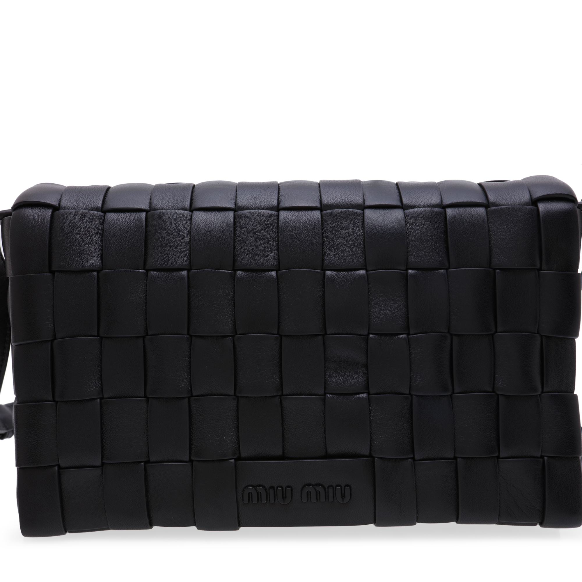 

Woven leather shoulder bag, Black