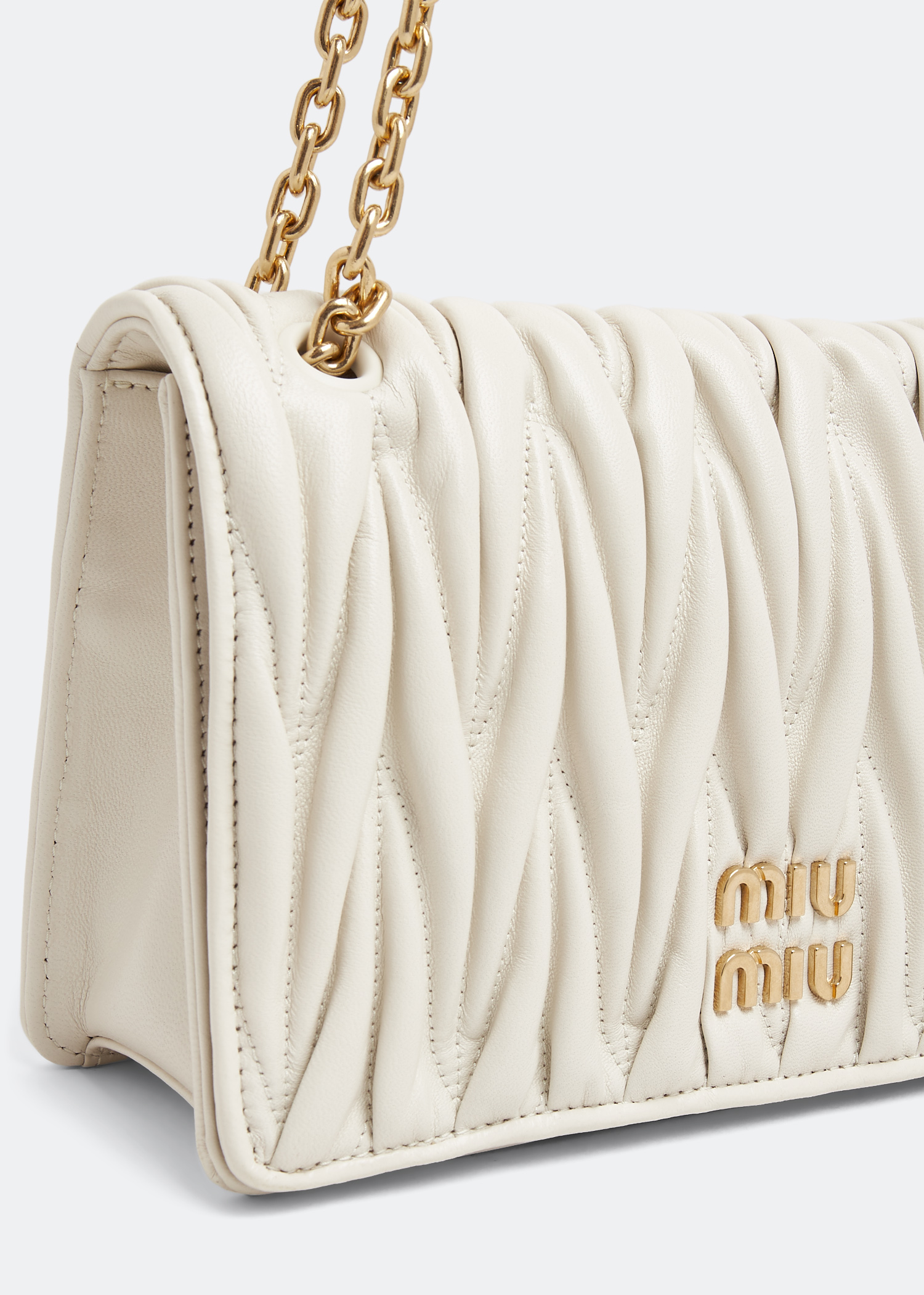 

Matelassé nappa leather bag, White