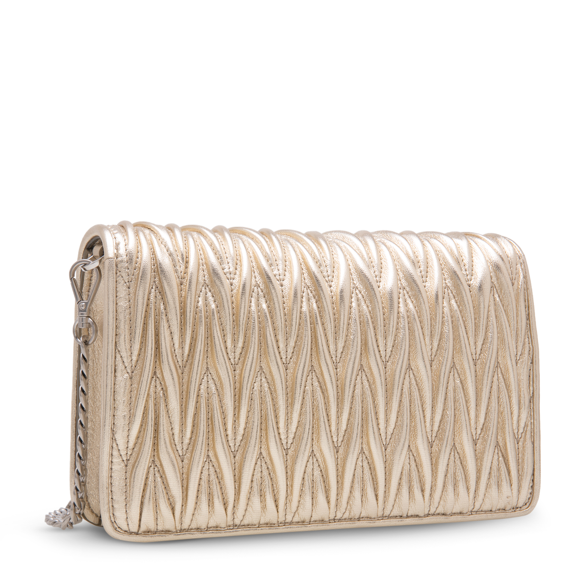 

Délice Miu logo matelassé leather bag, Gold