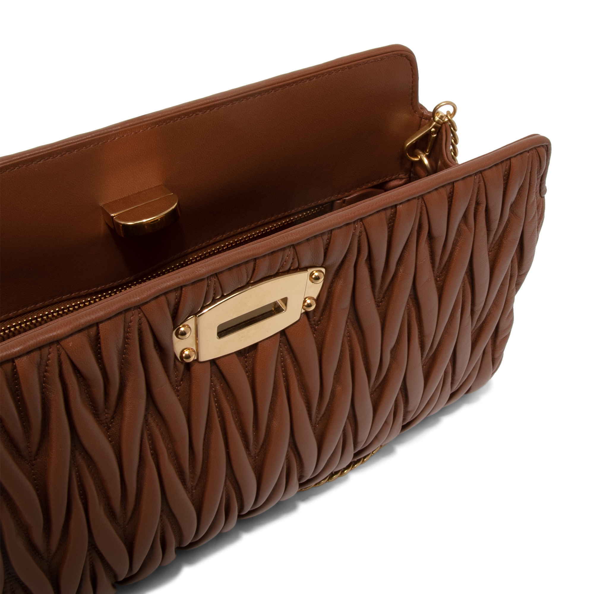 

Matelassé leather shoulder bag, Brown