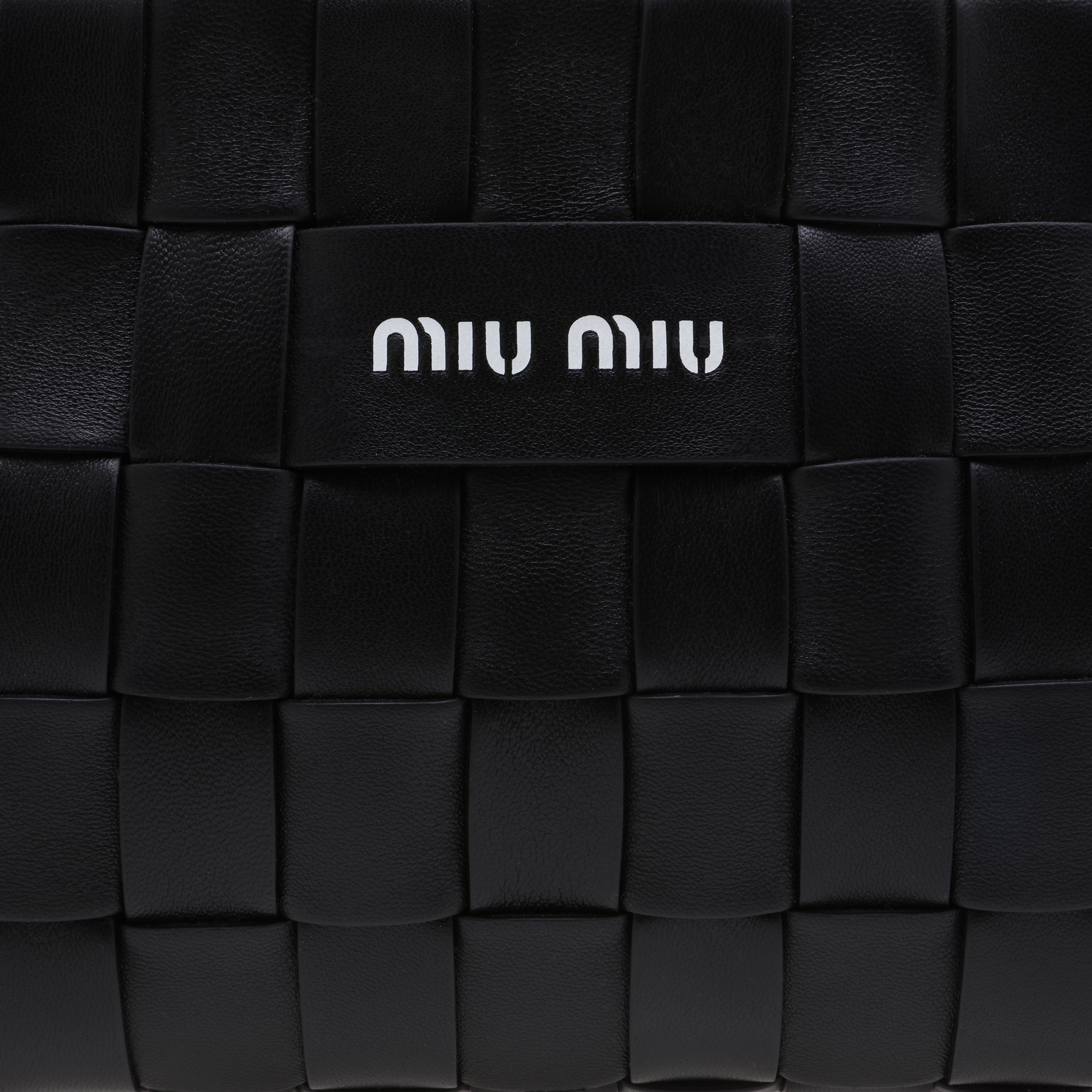 

Woven leather shoulder bag, Black