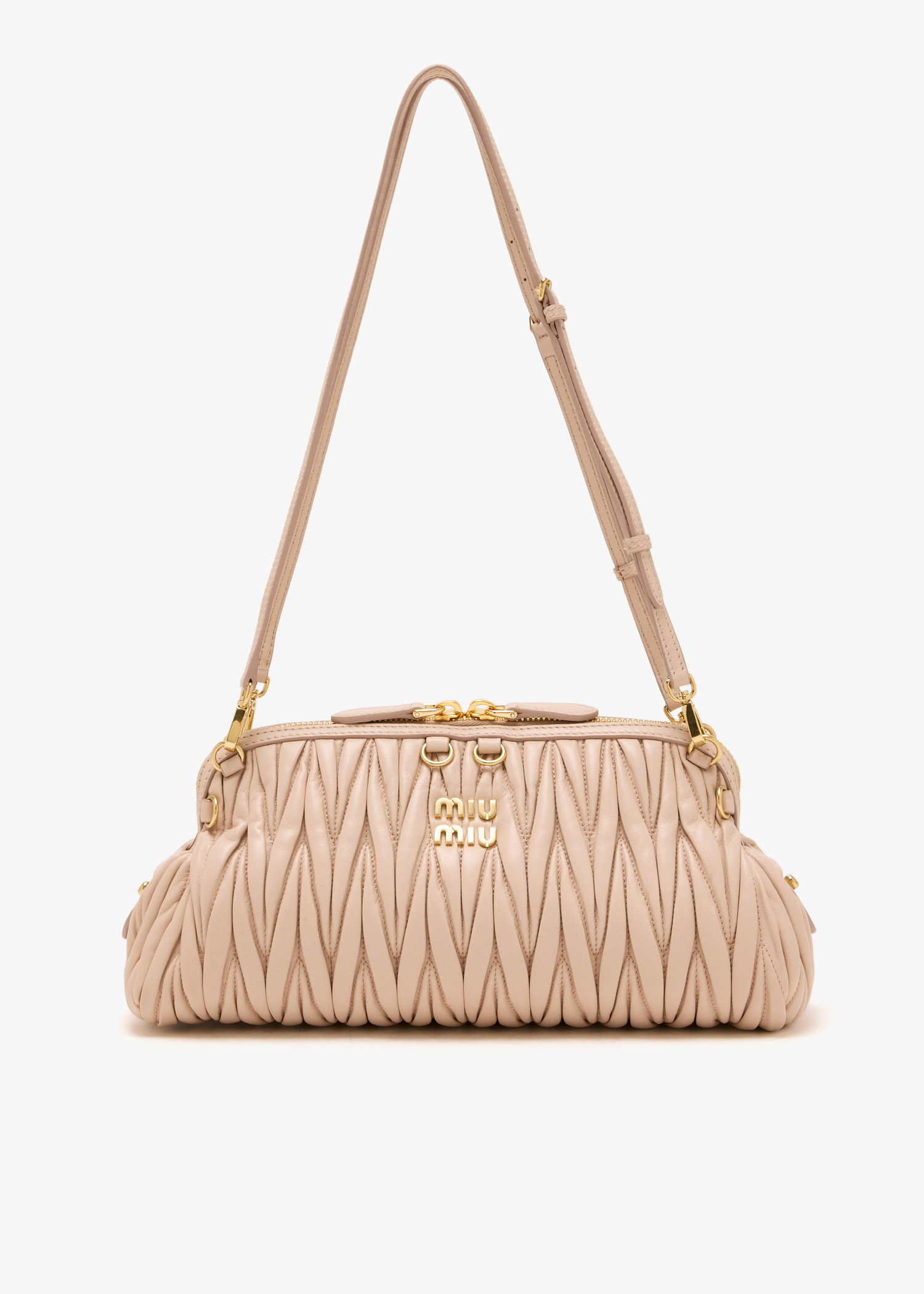 

Matelassé nappa leather clutch, Pink