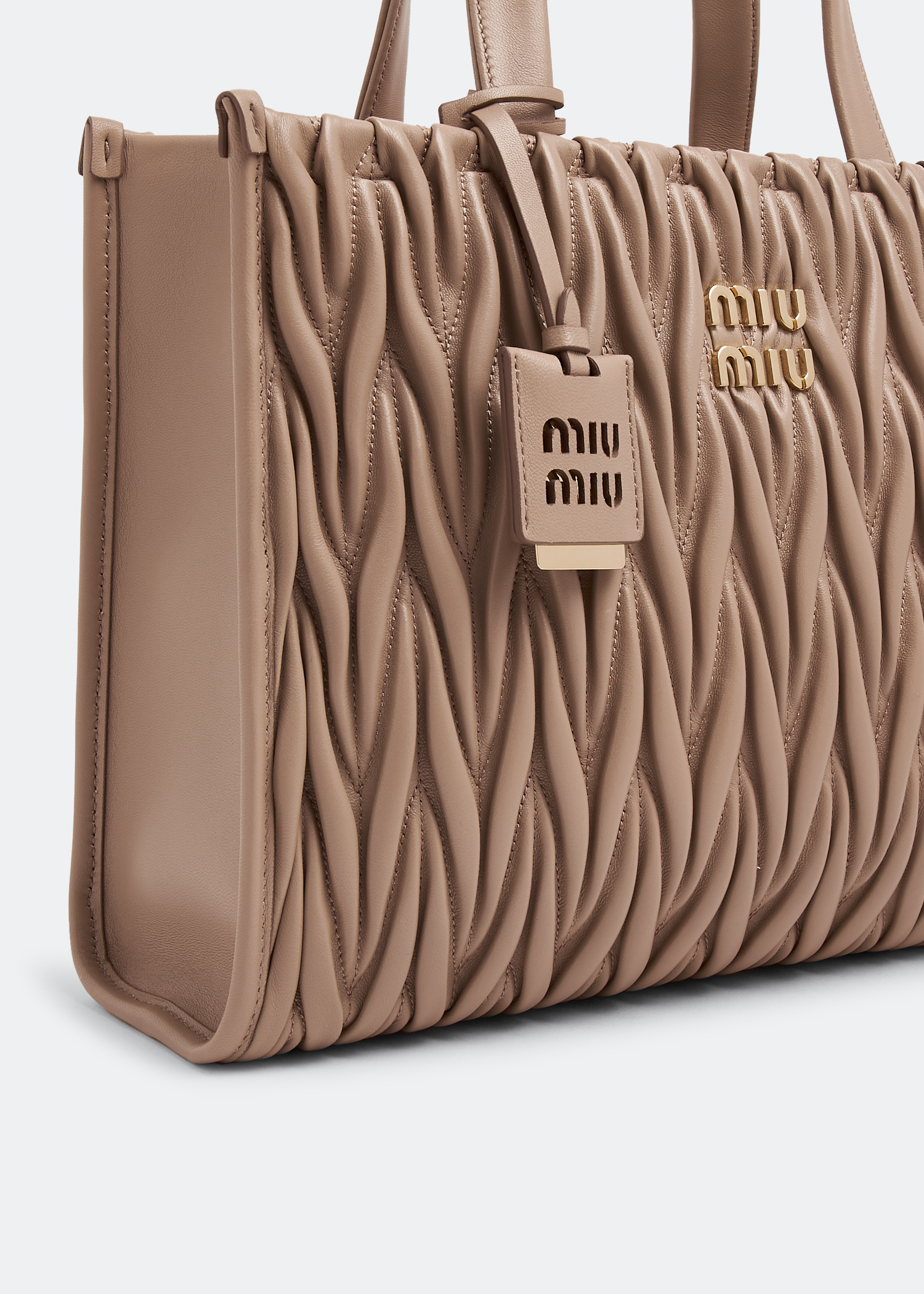 

Matelassé nappa leather tote bag, Beige