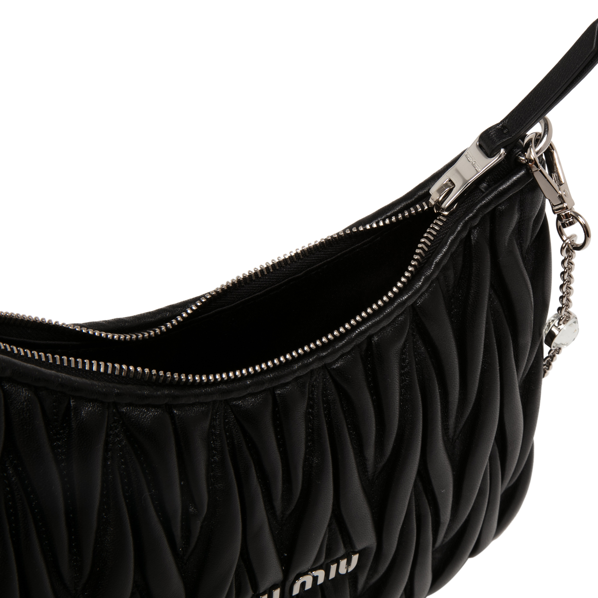 

Matelassé nappa leather shoulder bag, Black