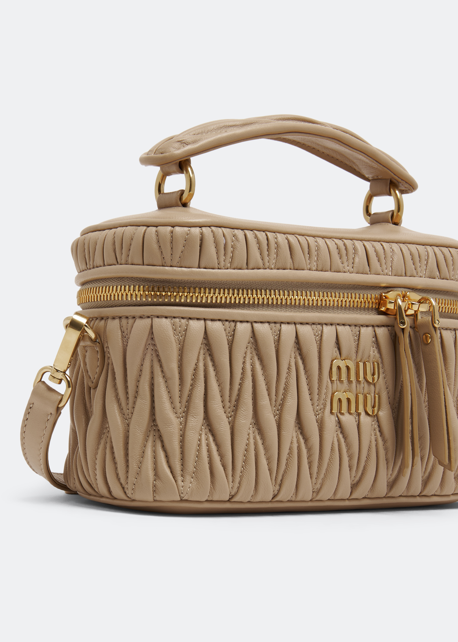 

Matelassé top handle bag, Beige