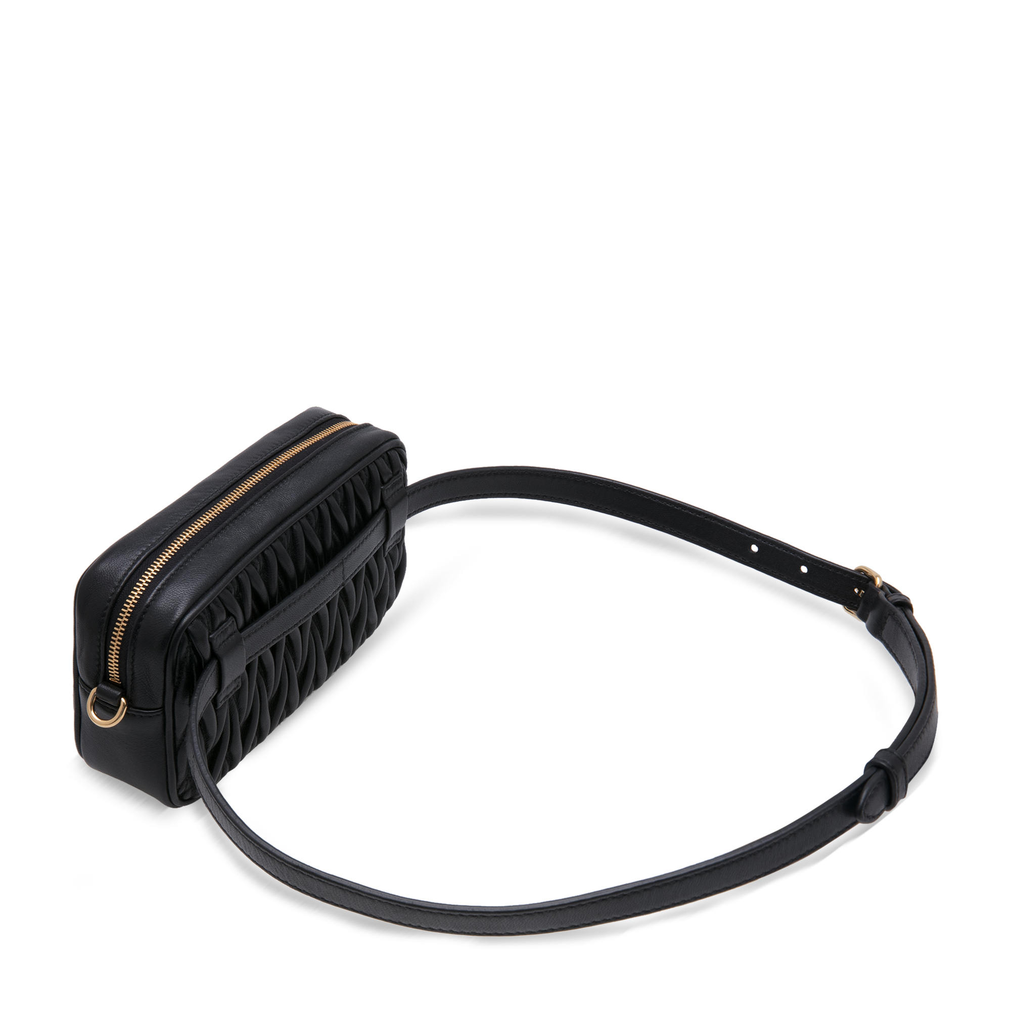 

Matelassé leather belt bag, Black