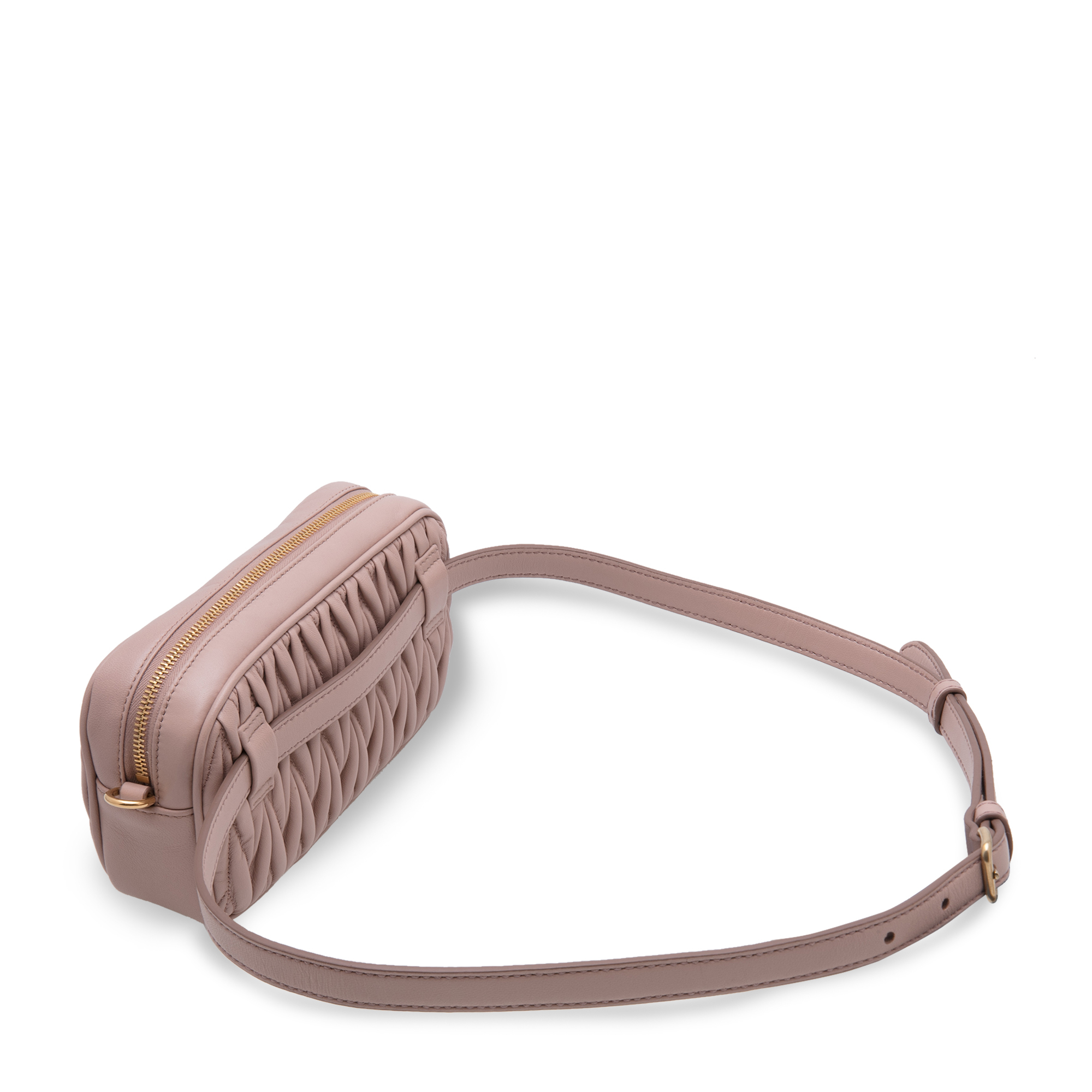 

Matelassé leather belt bag, Beige