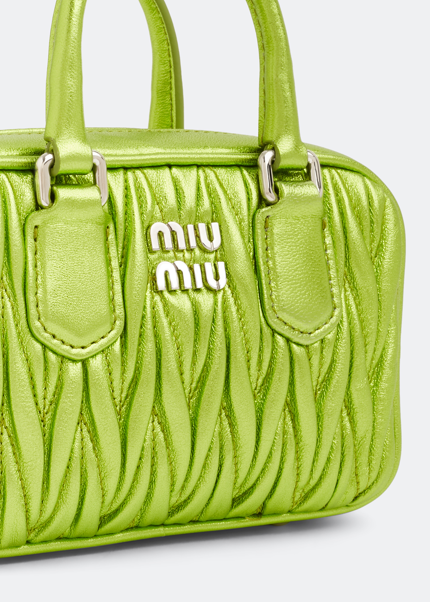 

Matelassé top handle mini bag, Green