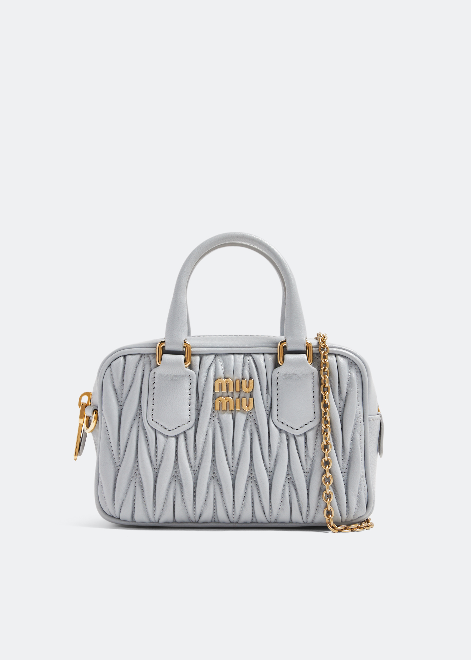 

Matelassé top handle mini bag, Grey