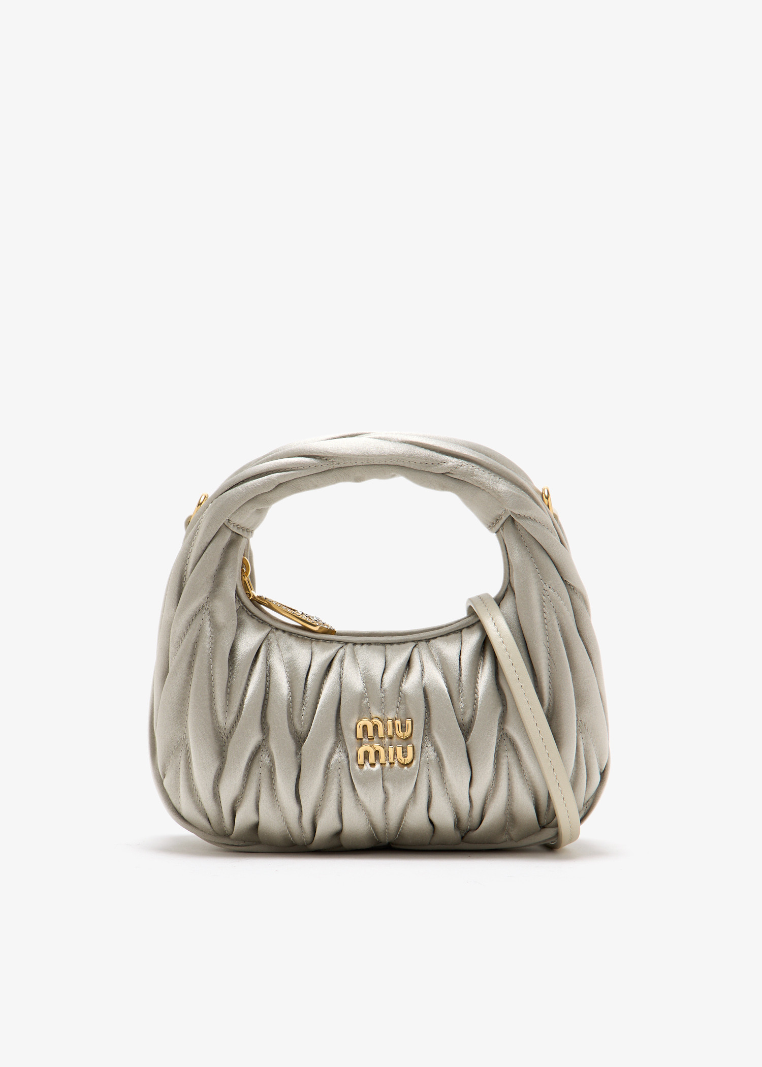 

Wander matelassé satin mini-bag, Grey