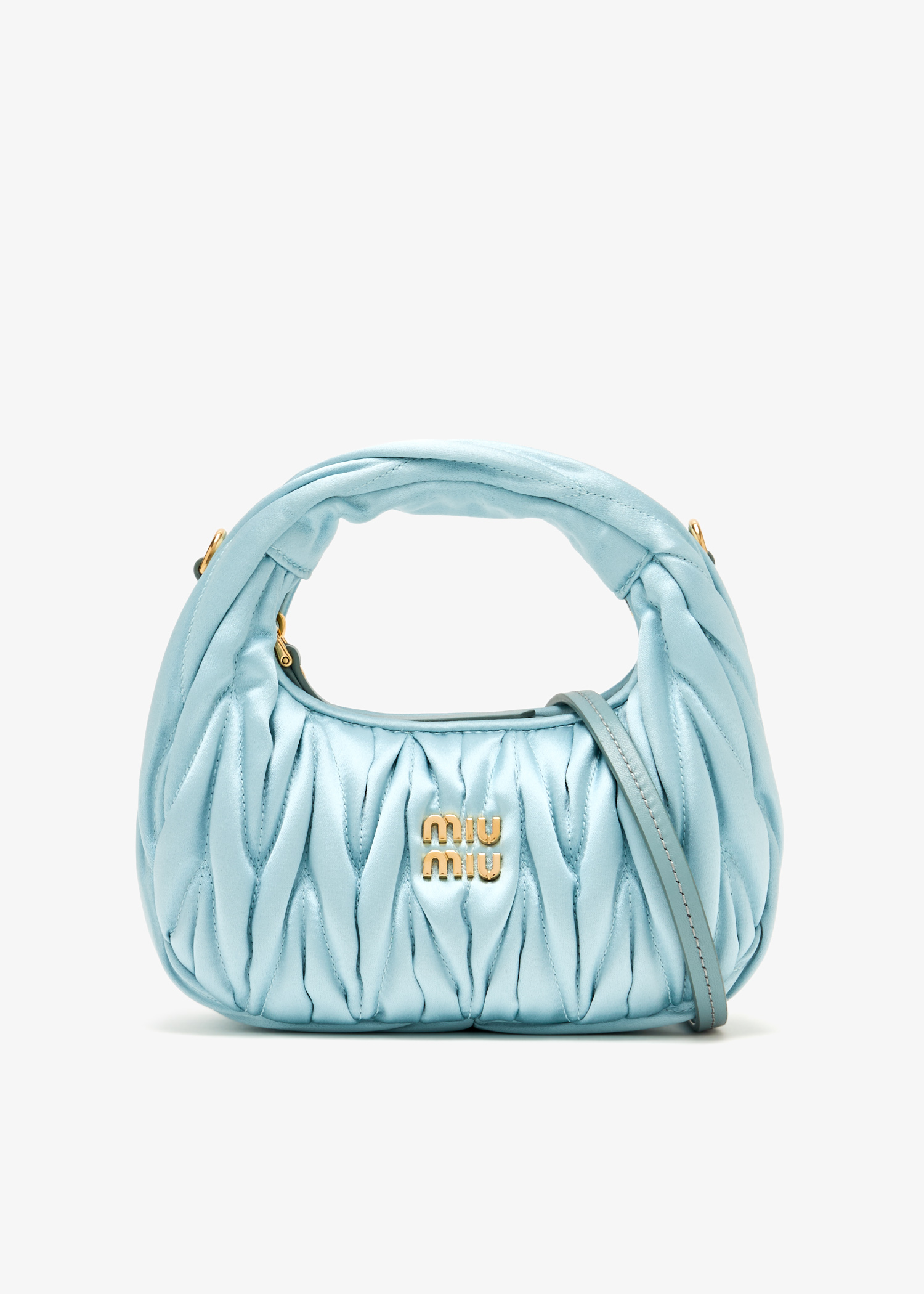 

Wander matelassé satin mini-bag, Blue